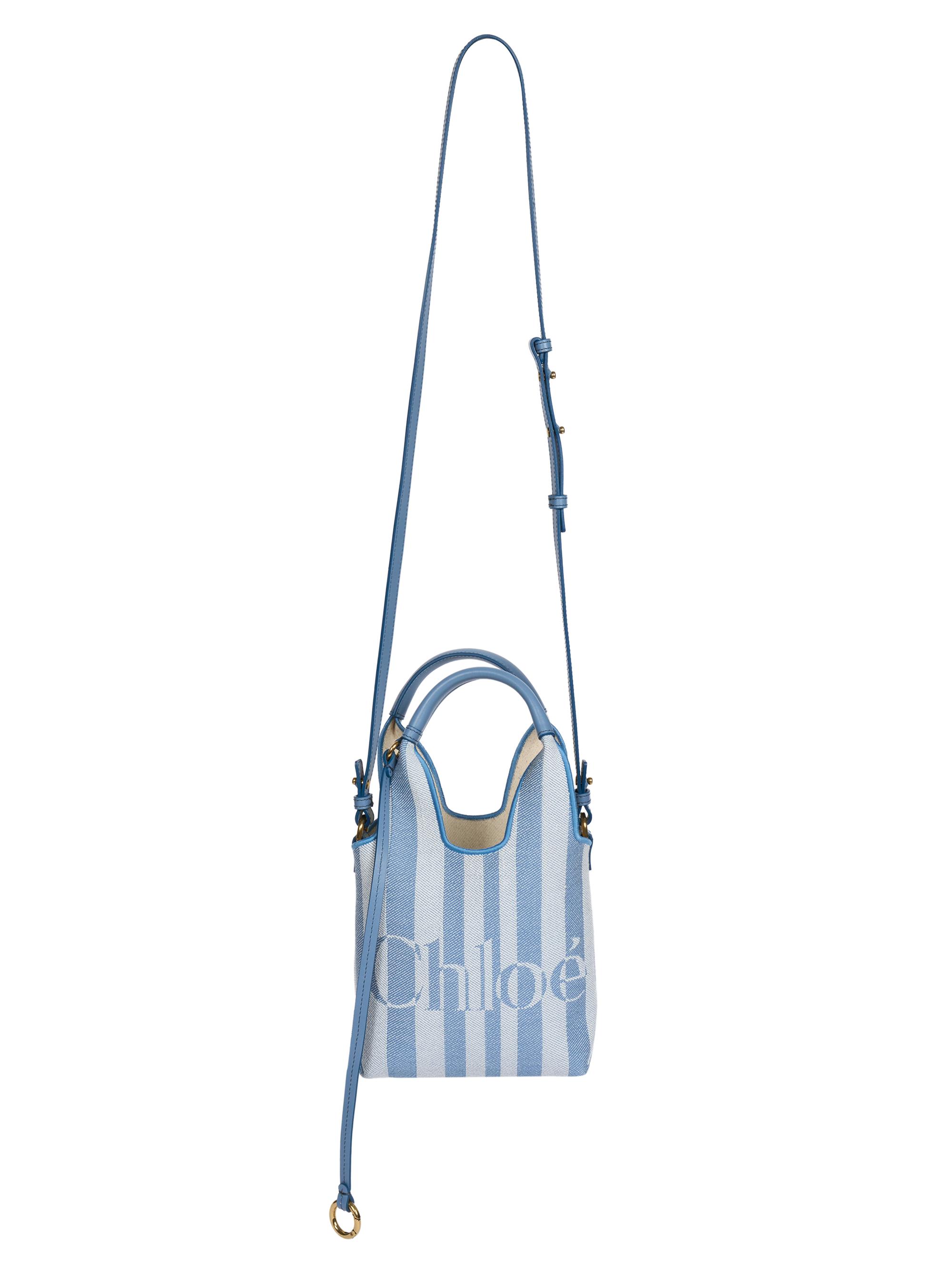 Chloé Women's  Stripy Mini Jacquard Tote Bag - Surfing Blue | Thumbnail 6