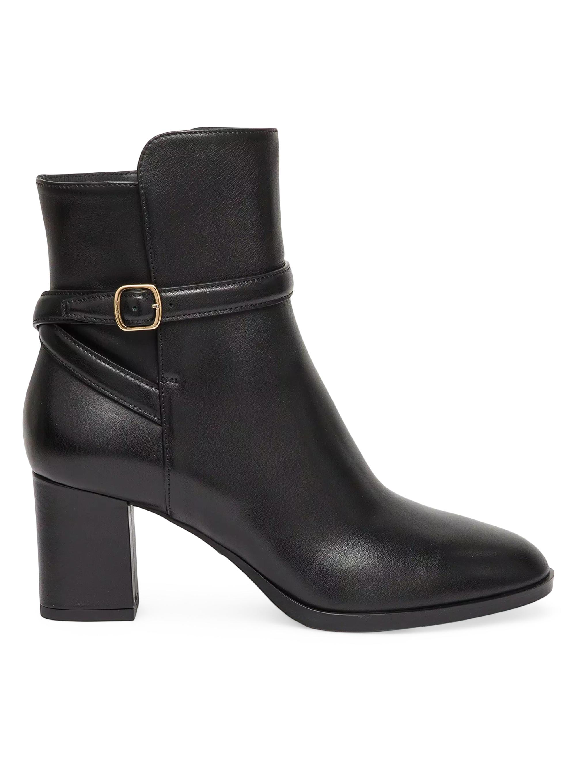 Santoni Women's Andy 65MM Leather Block-Heel Booties - Black