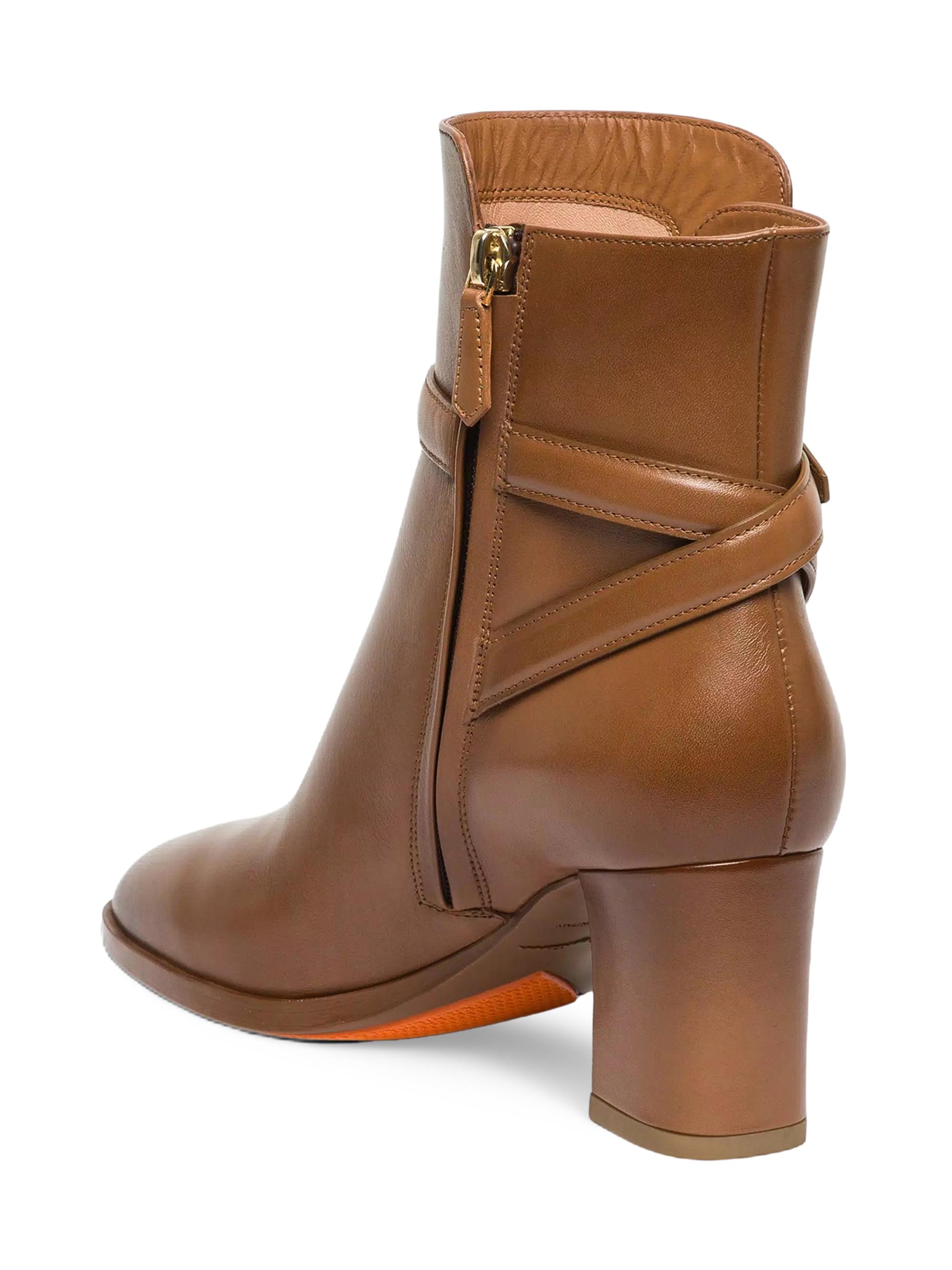 Santoni Women's Andy 65MM Leather Block-Heel Booties - Brown | Thumbnail 4