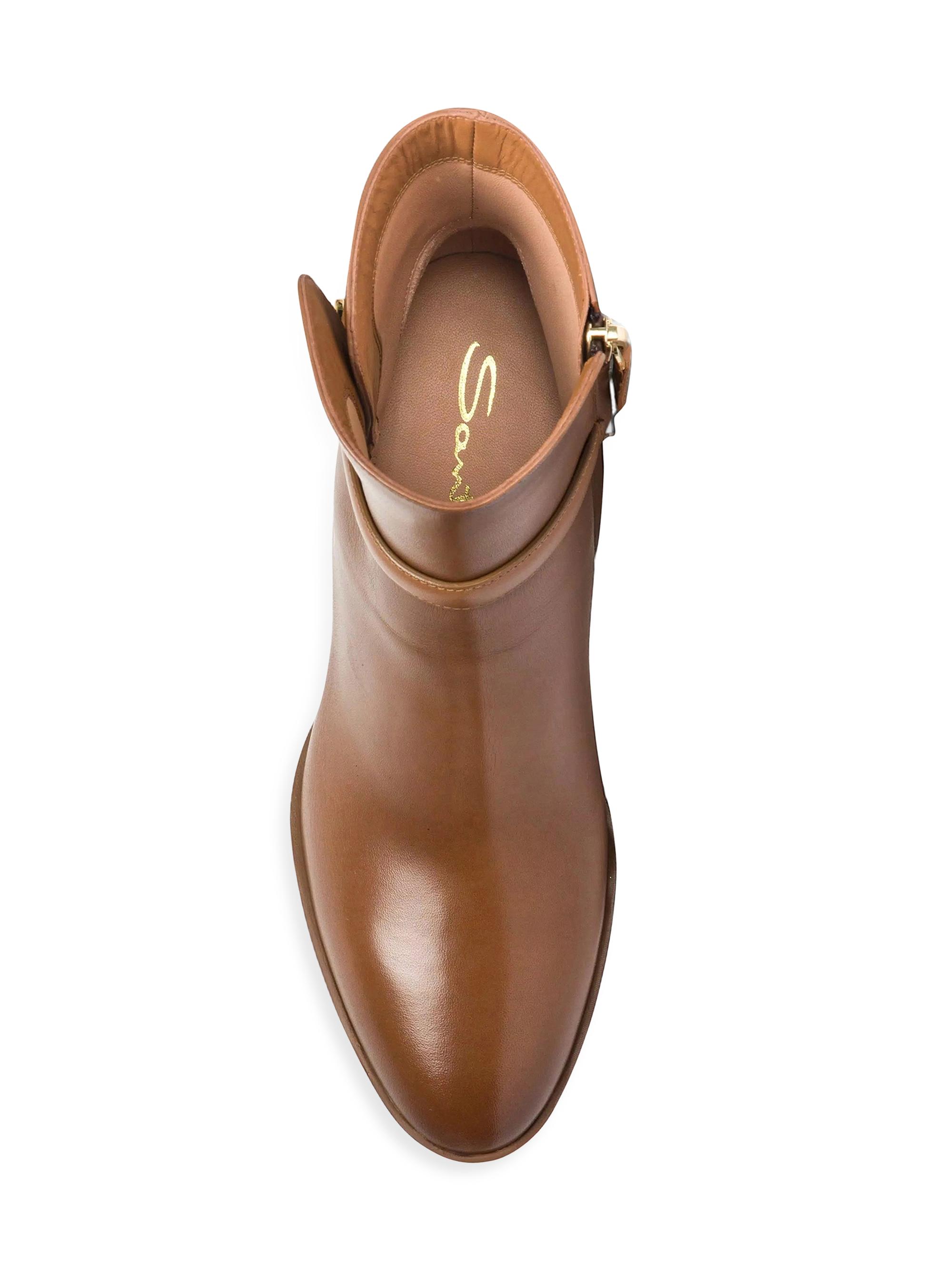 Santoni Women's Andy 65MM Leather Block-Heel Booties - Brown | Thumbnail 5
