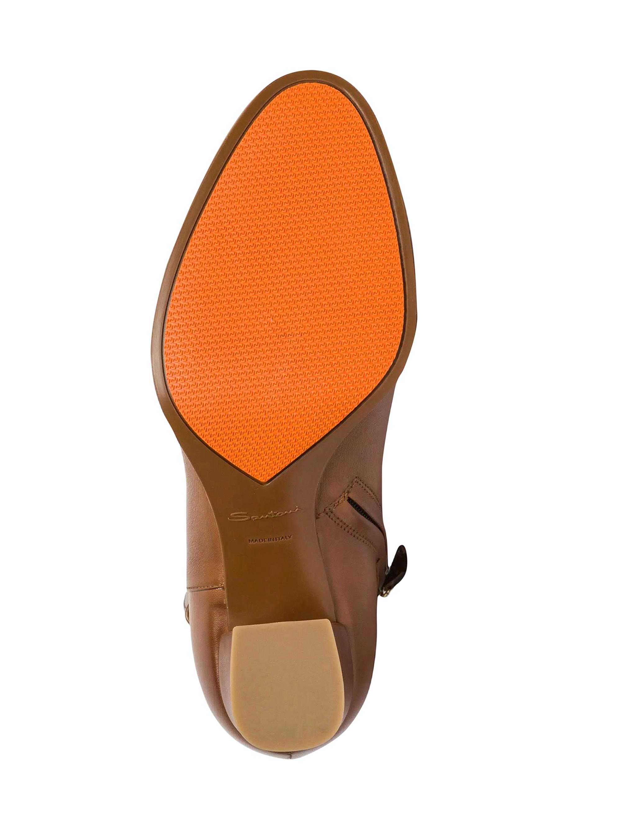 Santoni Women's Andy 65MM Leather Block-Heel Booties - Brown | Thumbnail 6