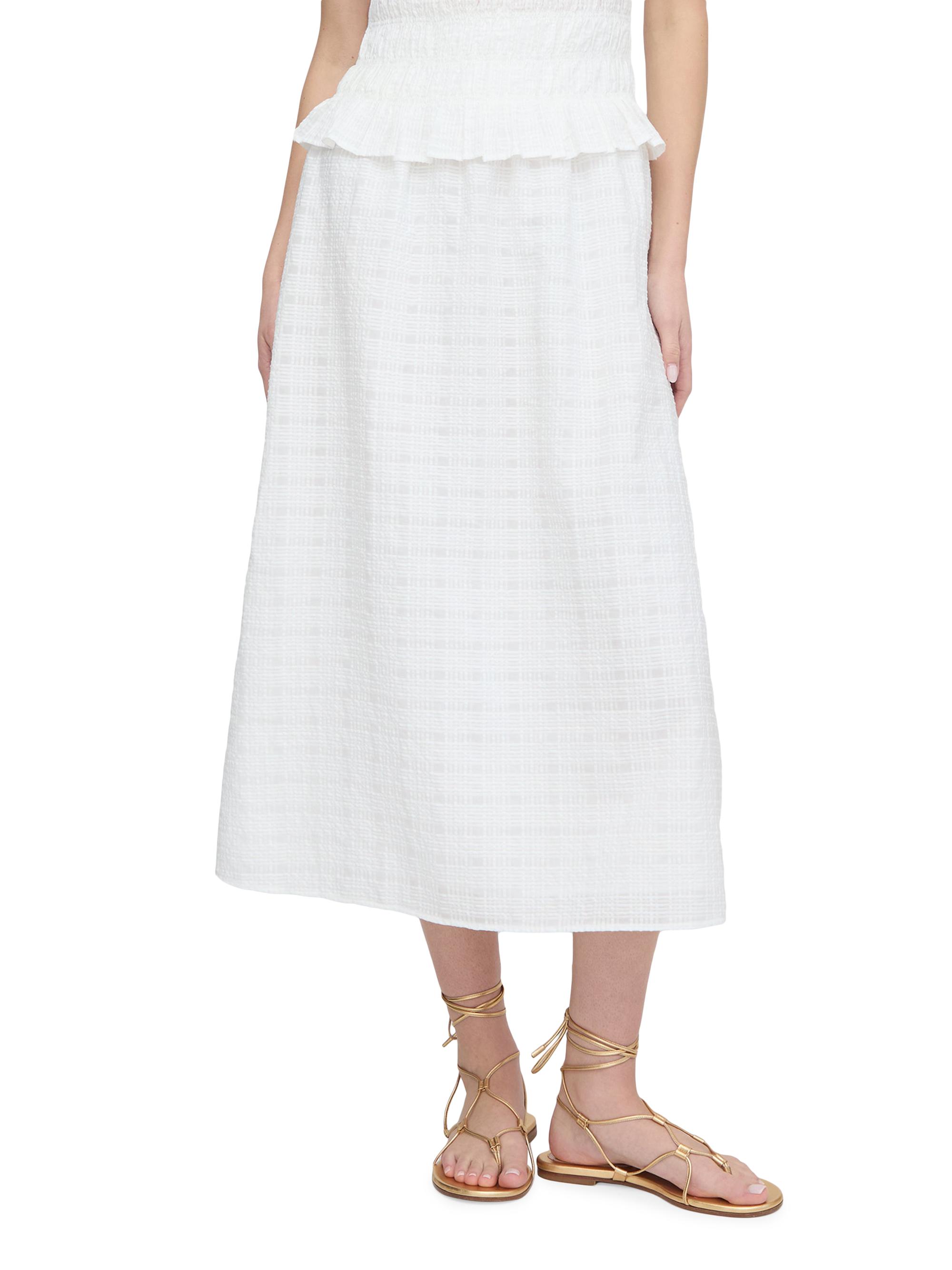 Hill House Home Women's The Delphine Nap Skirt - White Crinkle Check