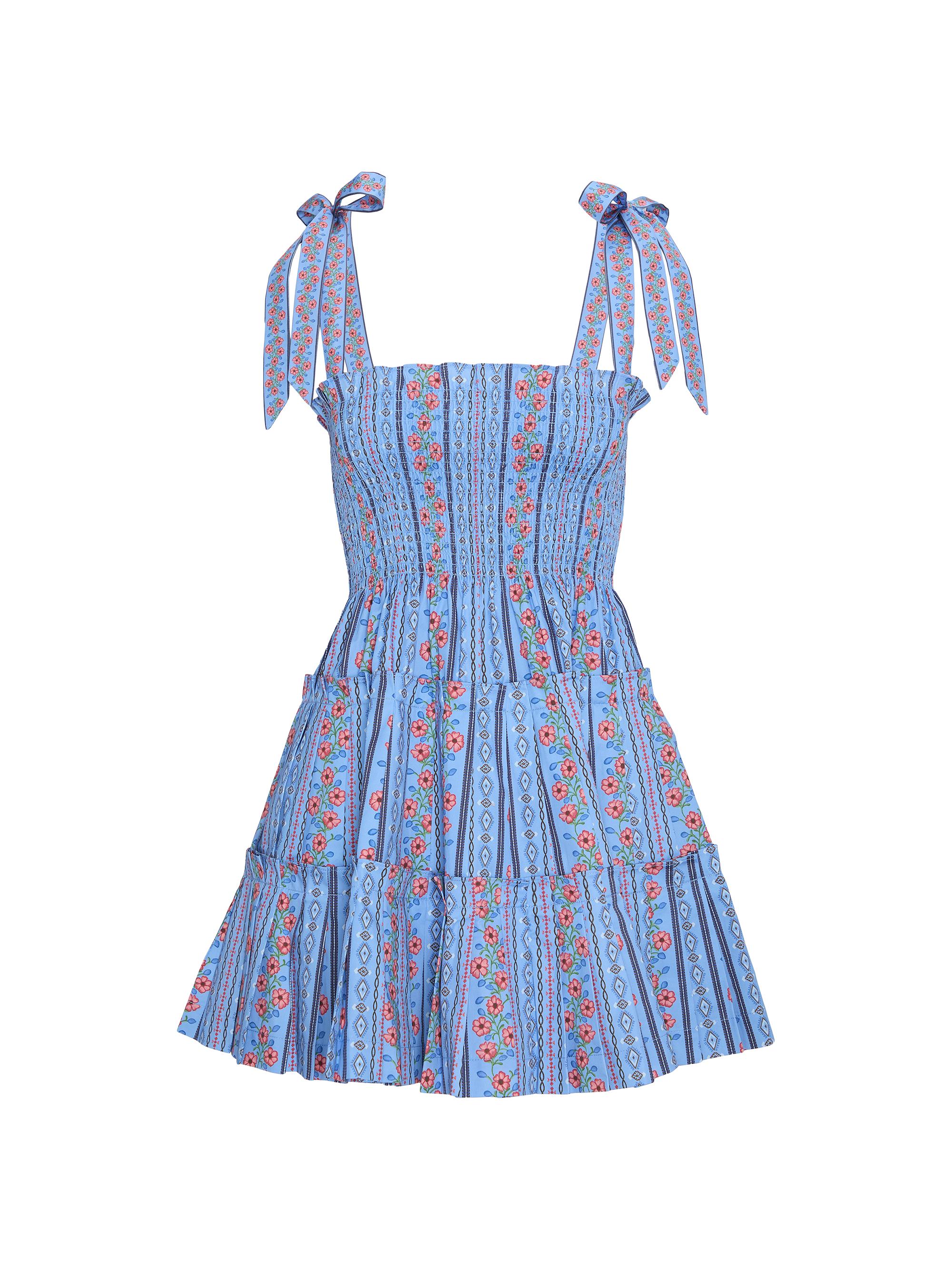Hill House Home Women's The Ribbon Charlotte Nap Dress - Blue Floral Batik Stripe