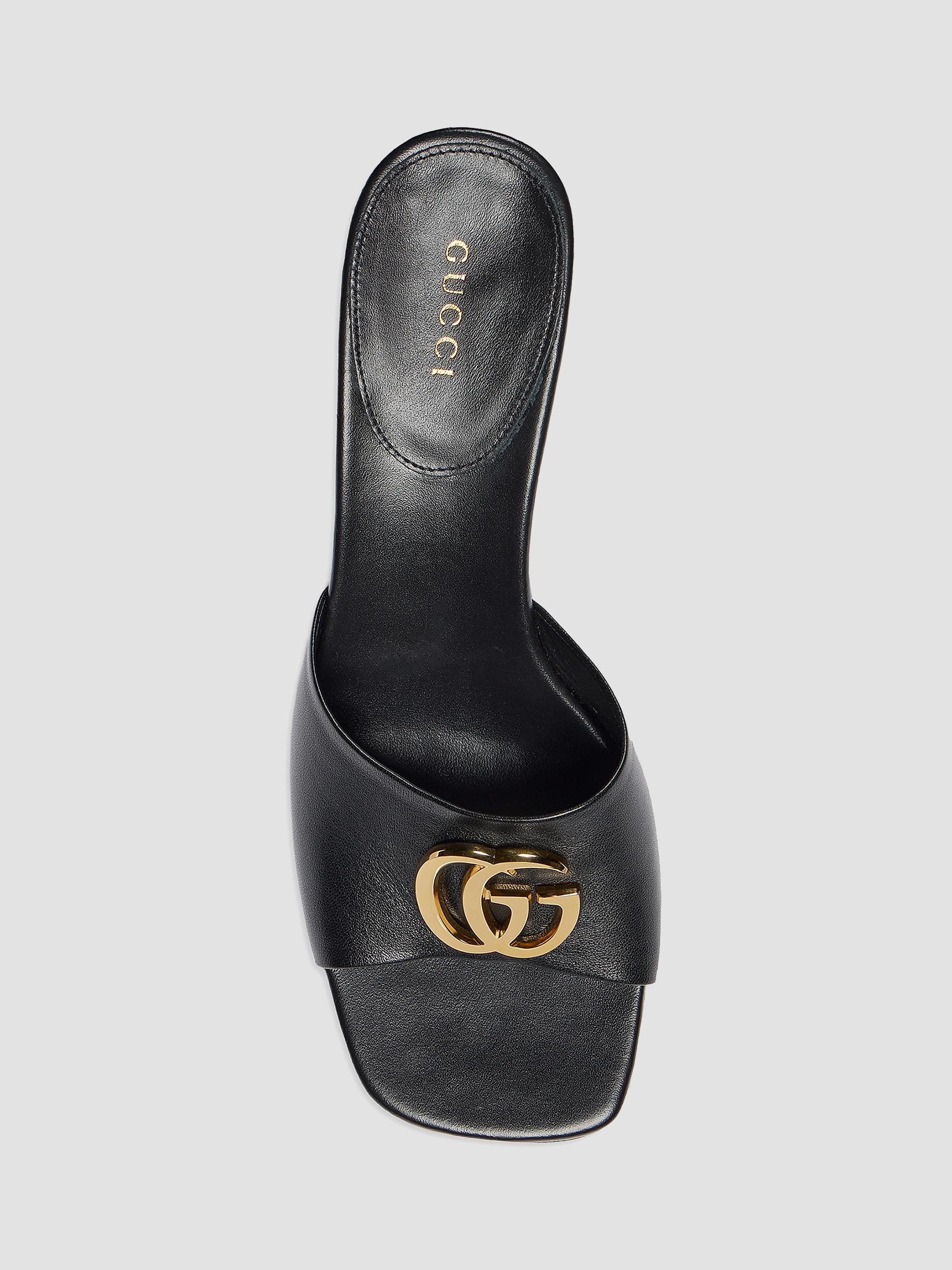 Gucci Marmont GG 55MM Leather Sandals | Saks Fifth Avenue