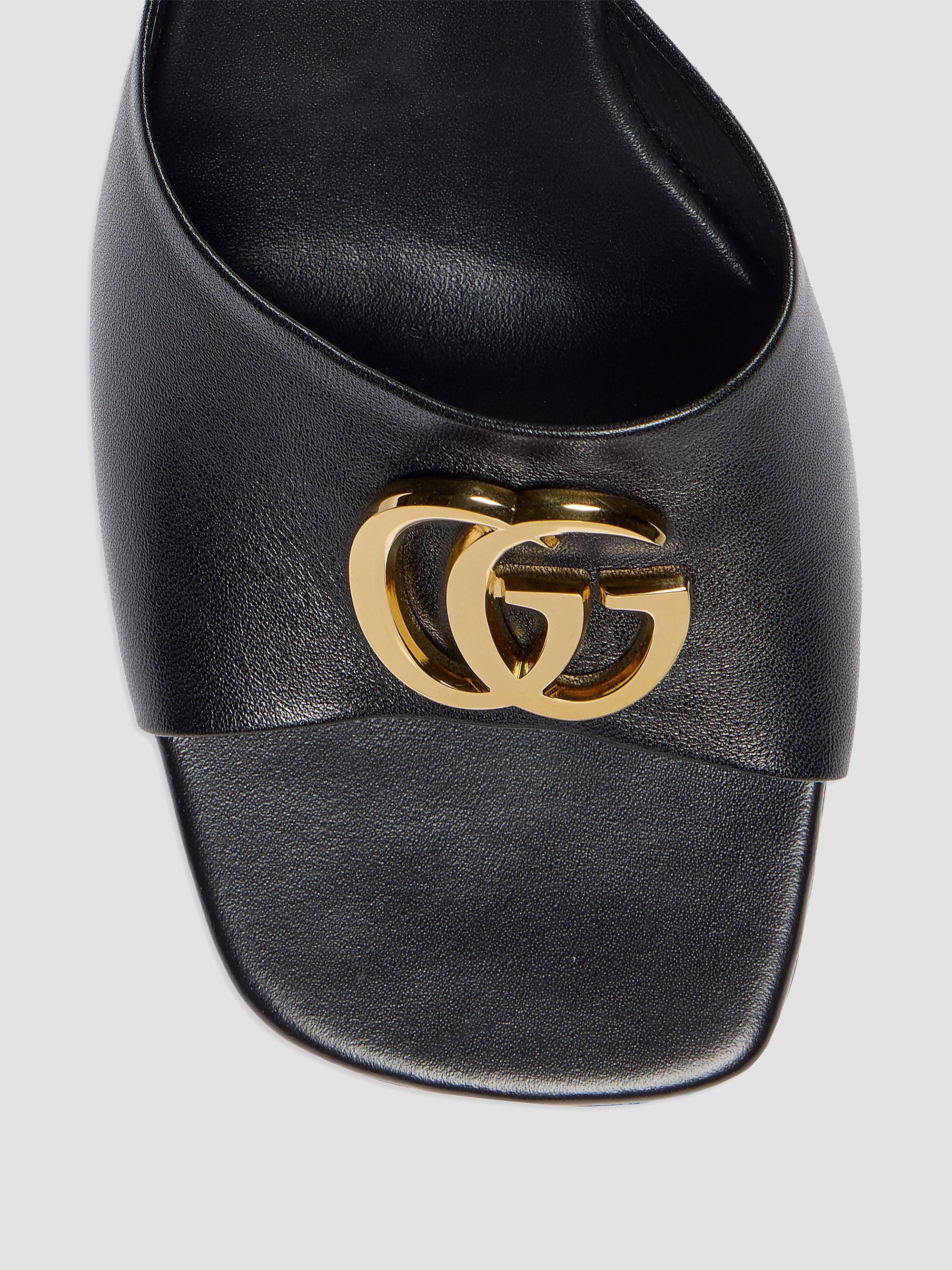 Gucci Marmont GG 55MM Leather Sandals | Saks Fifth Avenue
