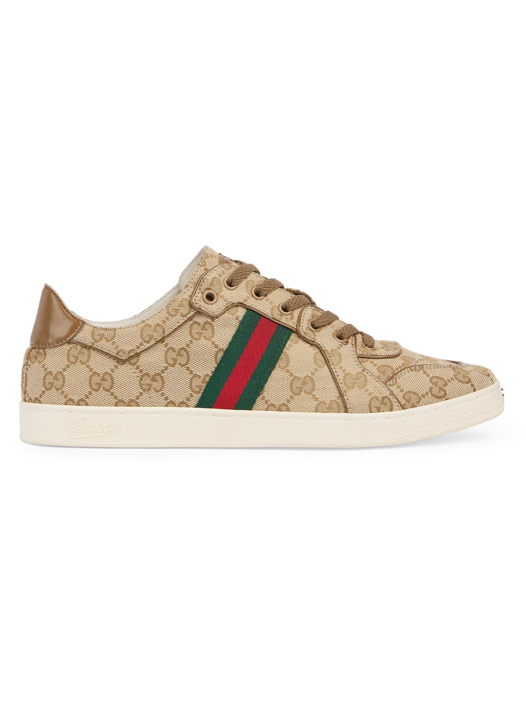 Gucci Women's Stretch Monogram Canvas Low-Top Sneakers - Sand Cashew