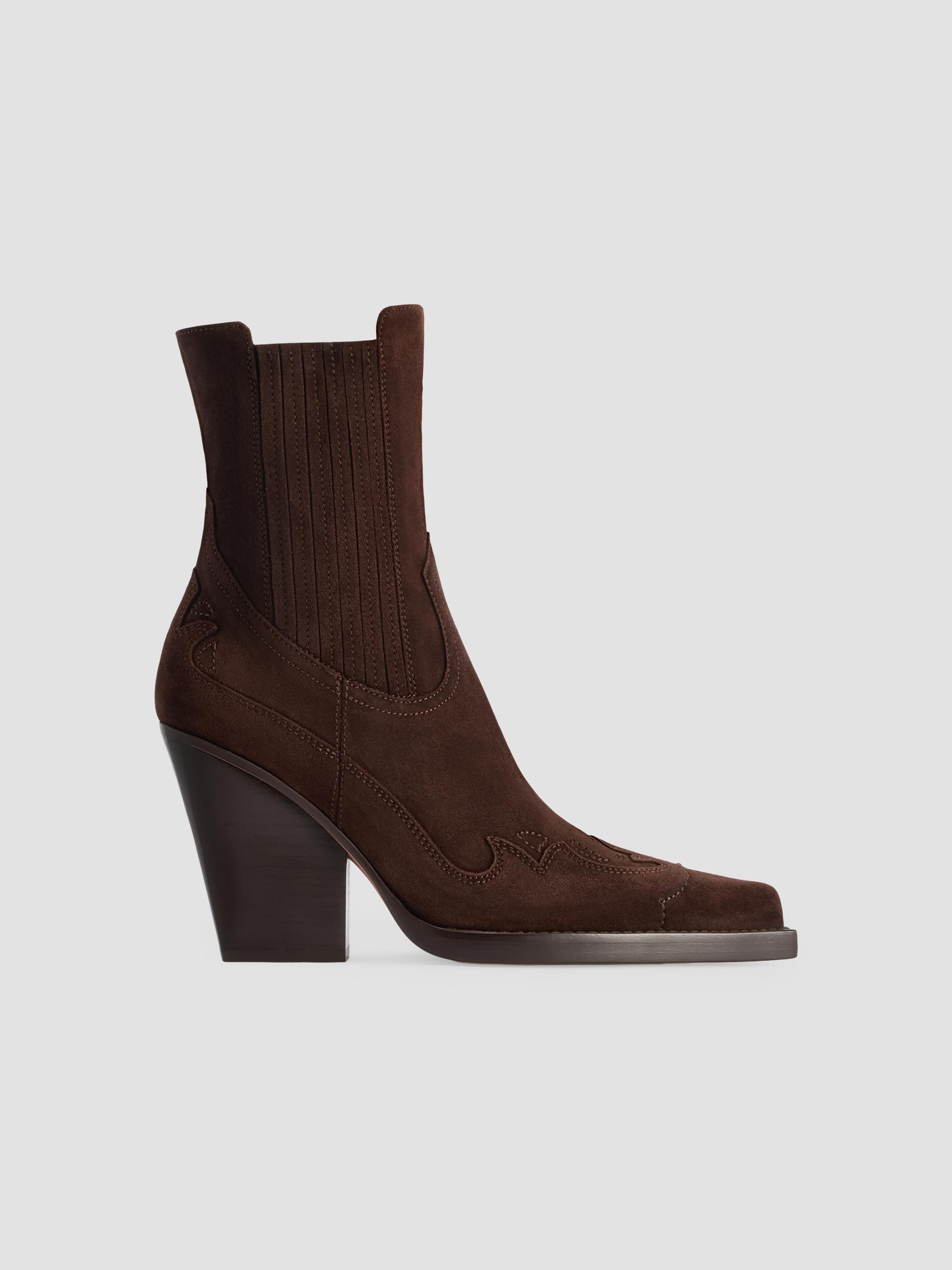 Dallas 100MM Embroidered Suede Ankle Boots