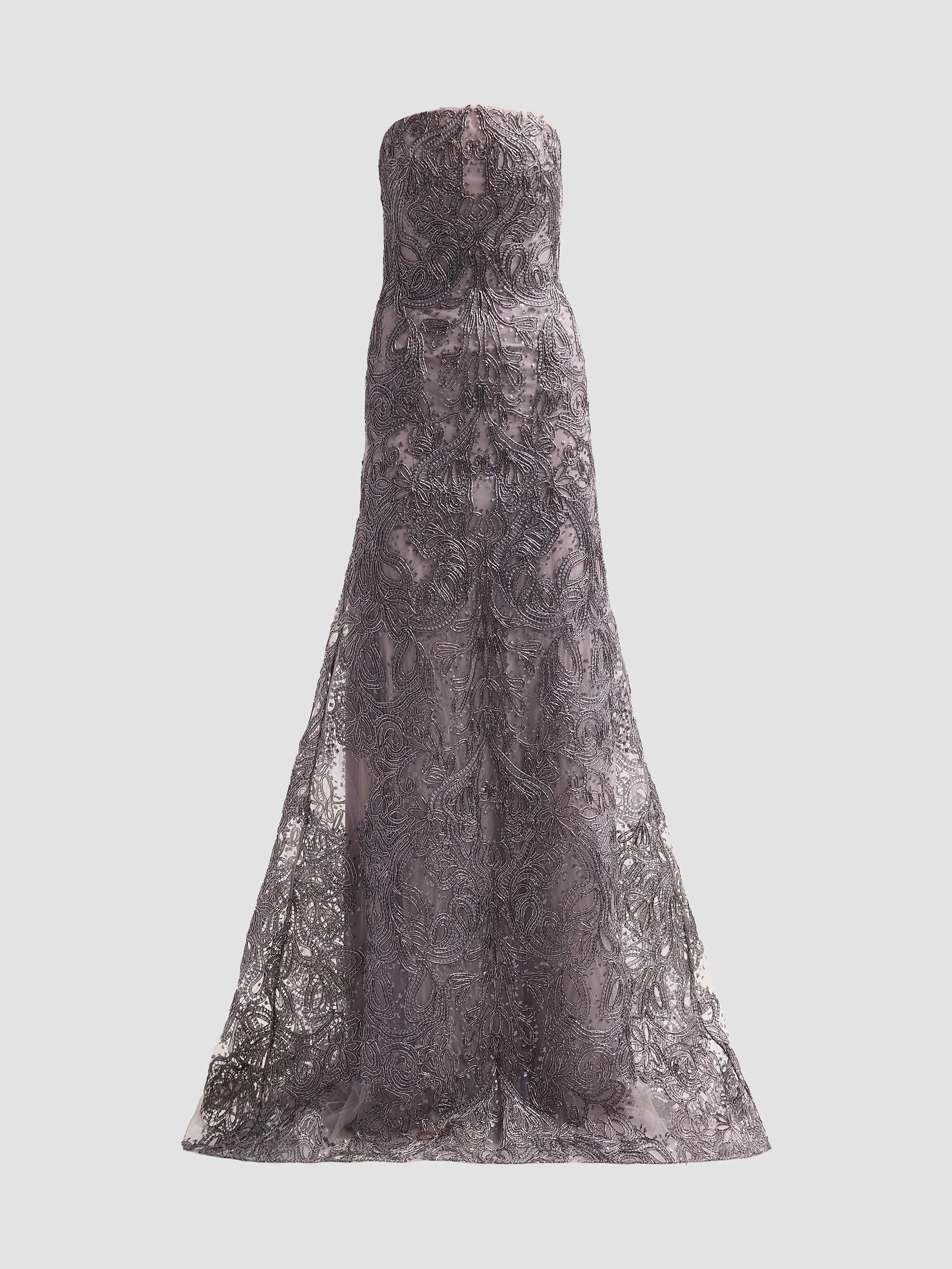 zuhair murad grey lace dress Embellished Hearts Illusion A-Line Gown haute couture zuhair murad dresses