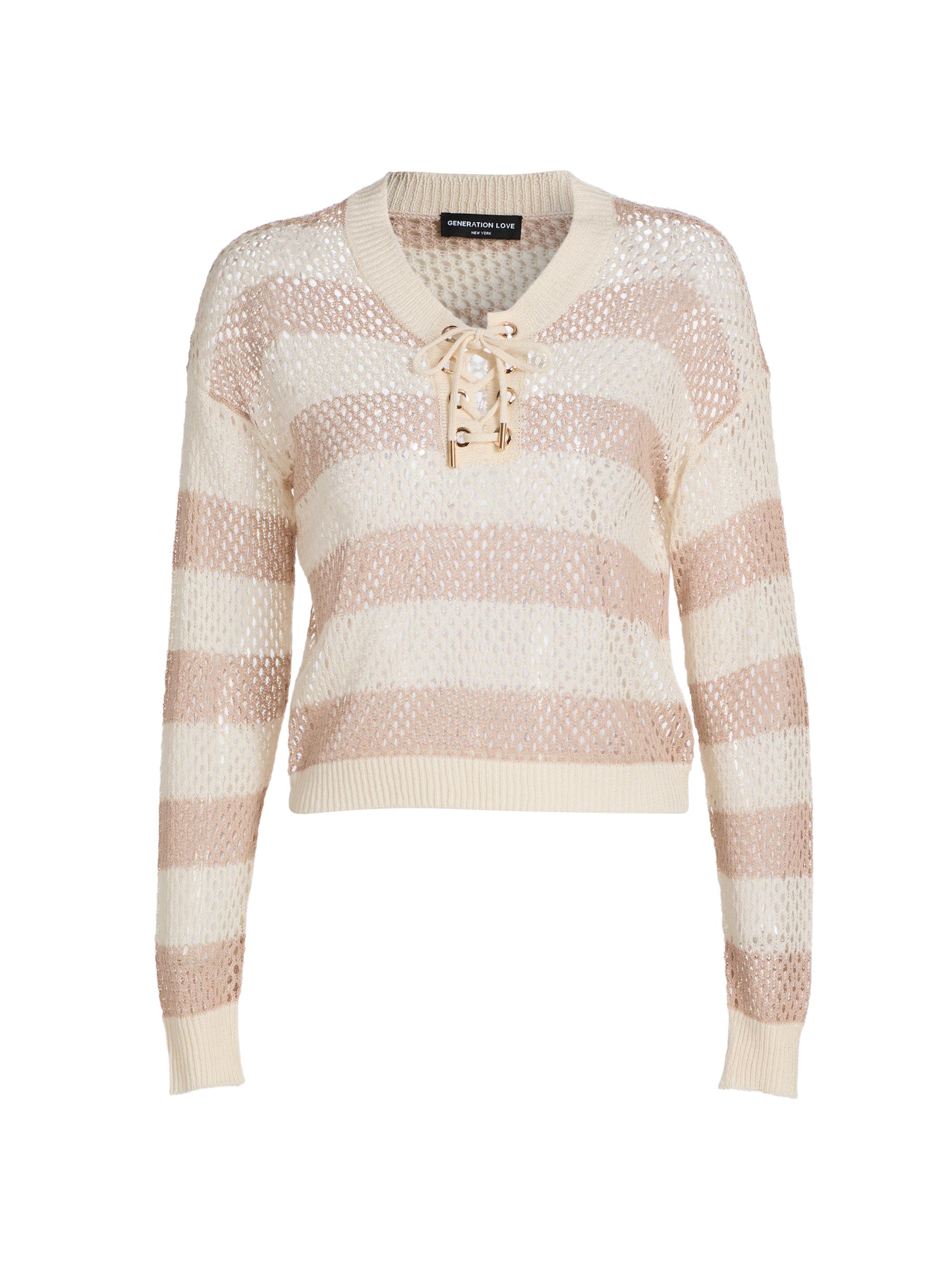 Generation Love Women's Samantha Striped Sweater - Cream Champagne | Thumbnail 8