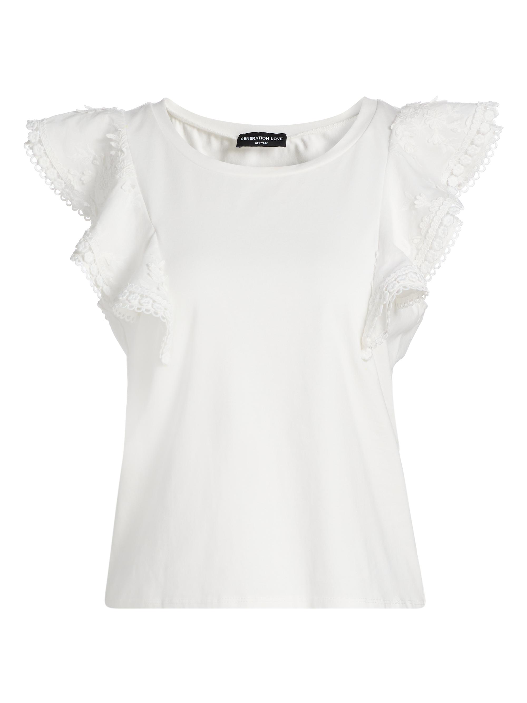 Generation Love Women's Dana 3D Voile Flutter-Sleeve T-Shirt - White