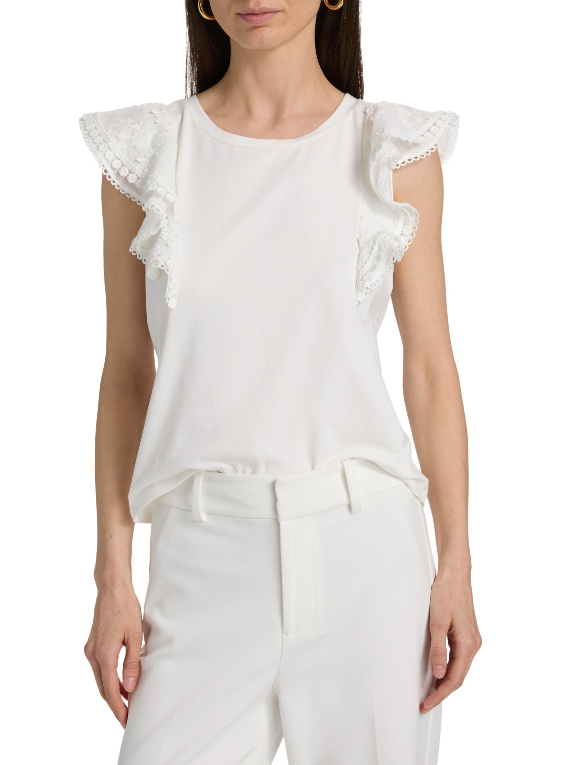Generation Love Women's Dana 3D Voile Flutter-Sleeve T-Shirt - White | Thumbnail 3