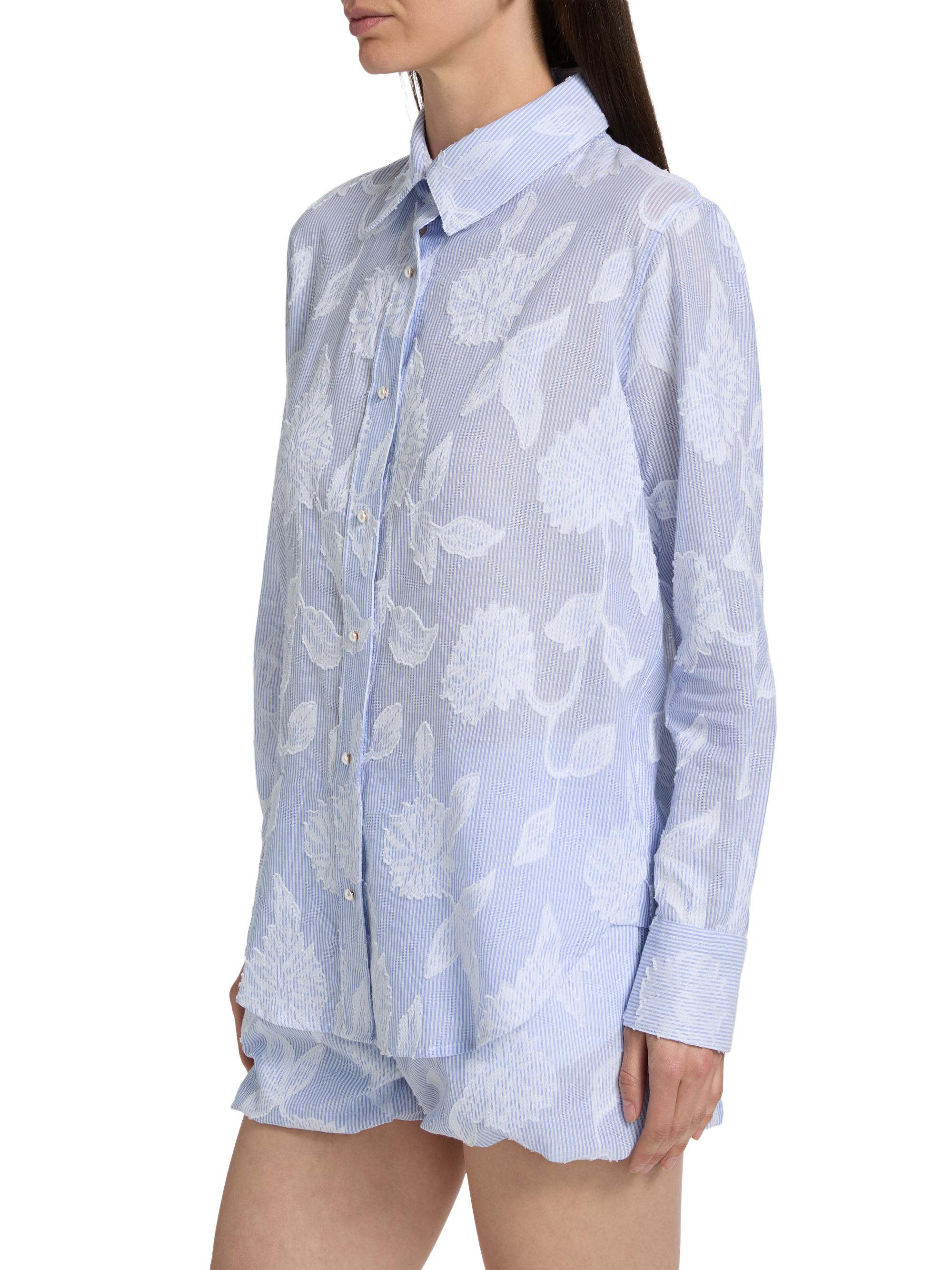 Generation Love Women's Malinda Floral Stripe Cotton Shirt - Light Blue White | Thumbnail 4