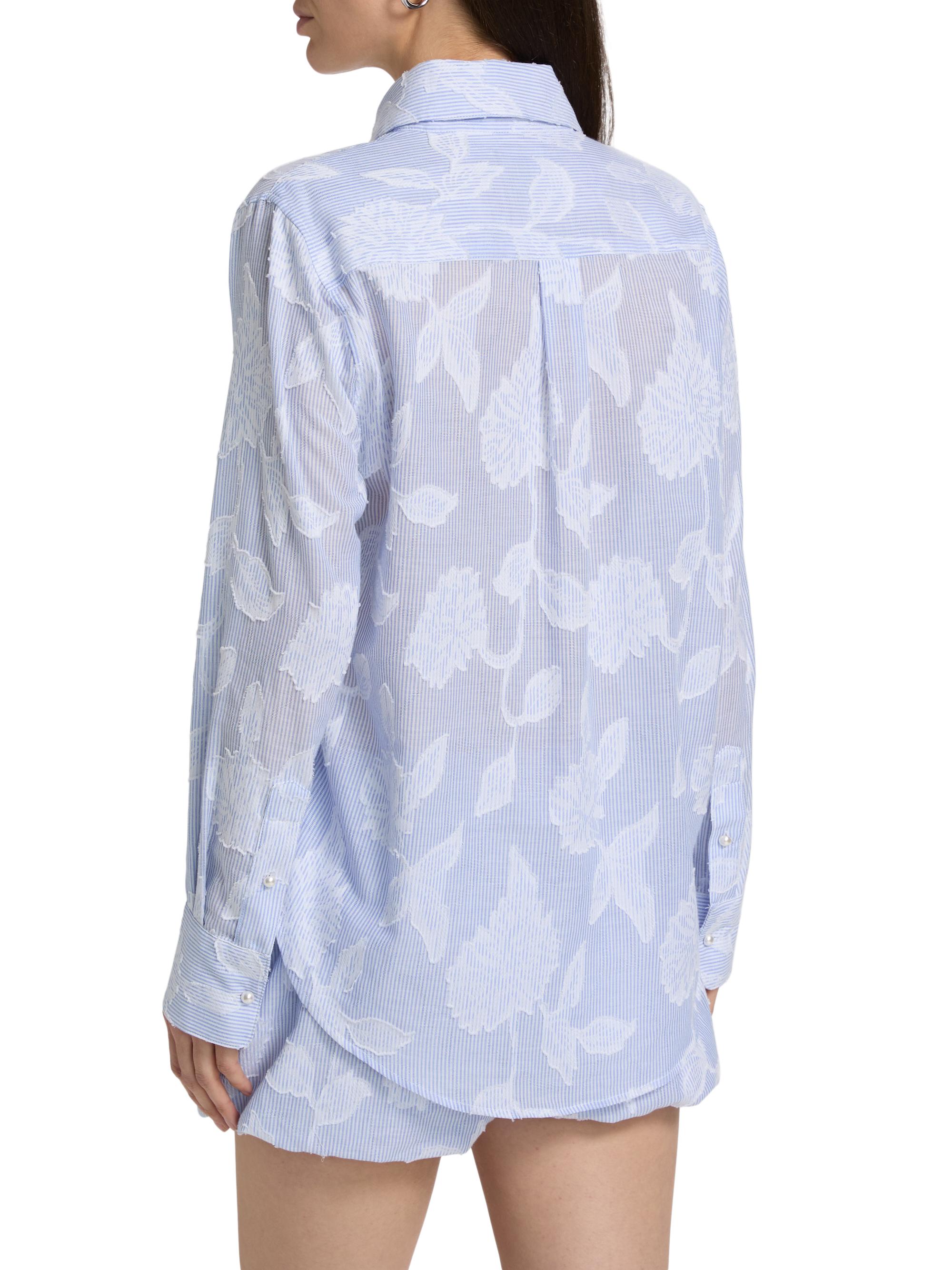 Generation Love Women's Malinda Floral Stripe Cotton Shirt - Light Blue White | Thumbnail 5