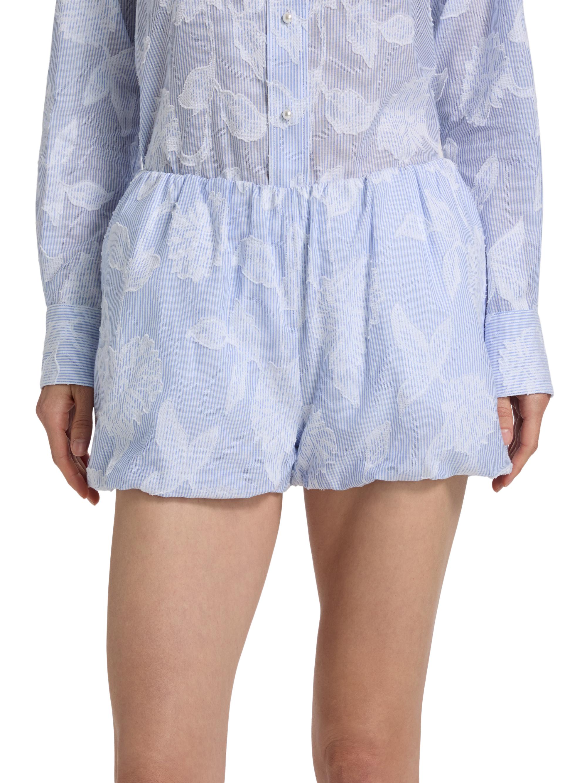 Generation Love Women's Olson Floral-Striped Cotton Bubble Shorts - Light Blue White | Thumbnail 3