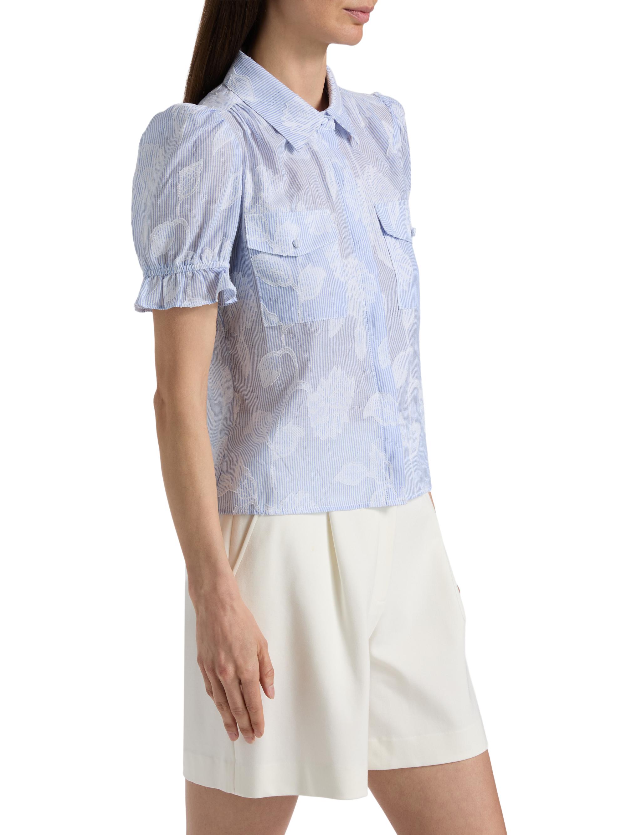 Generation Love Women's Mina Floral-Stripe Cotton Shirt - Light Blue White | Thumbnail 4
