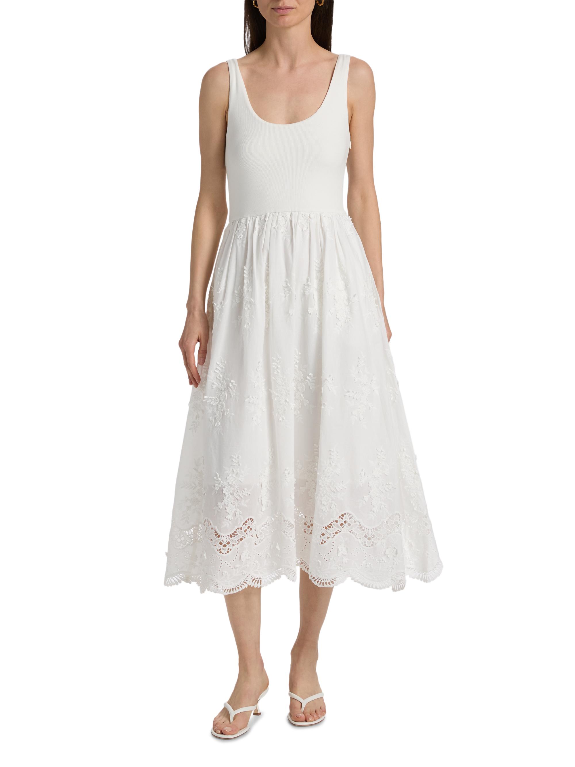 Generation Love Women's Leann 3D Voile Combo Midi-Dress - White | Thumbnail 3