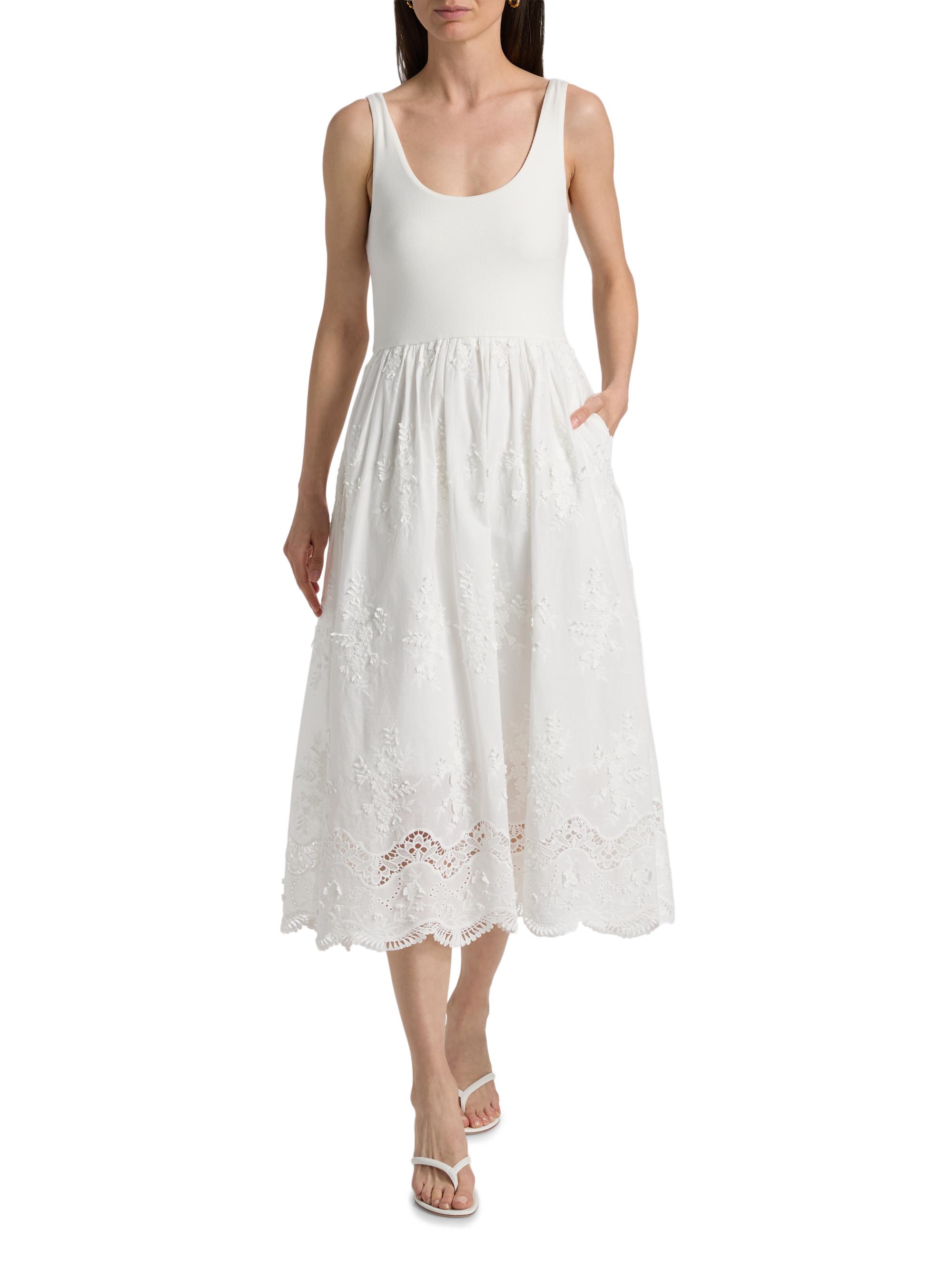 Generation Love Women's Leann 3D Voile Combo Midi-Dress - White | Thumbnail 2