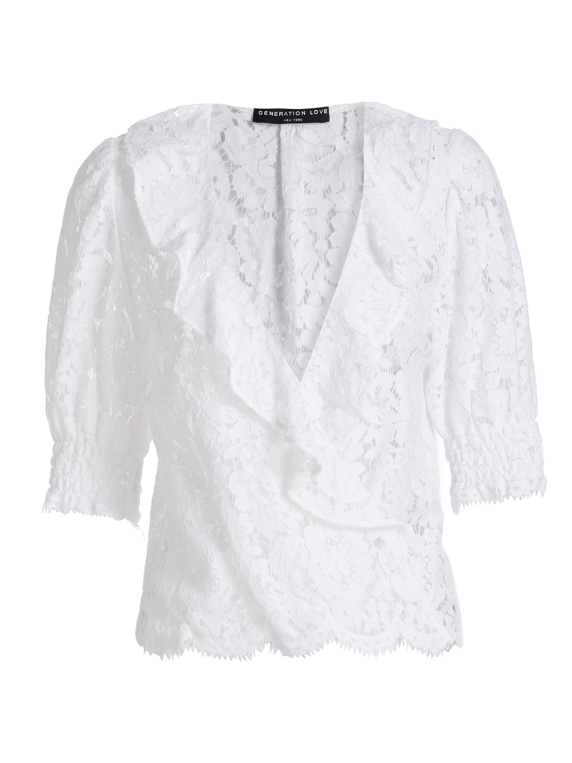 Generation Love Women's Lulu Lace Cascade Blouse - White