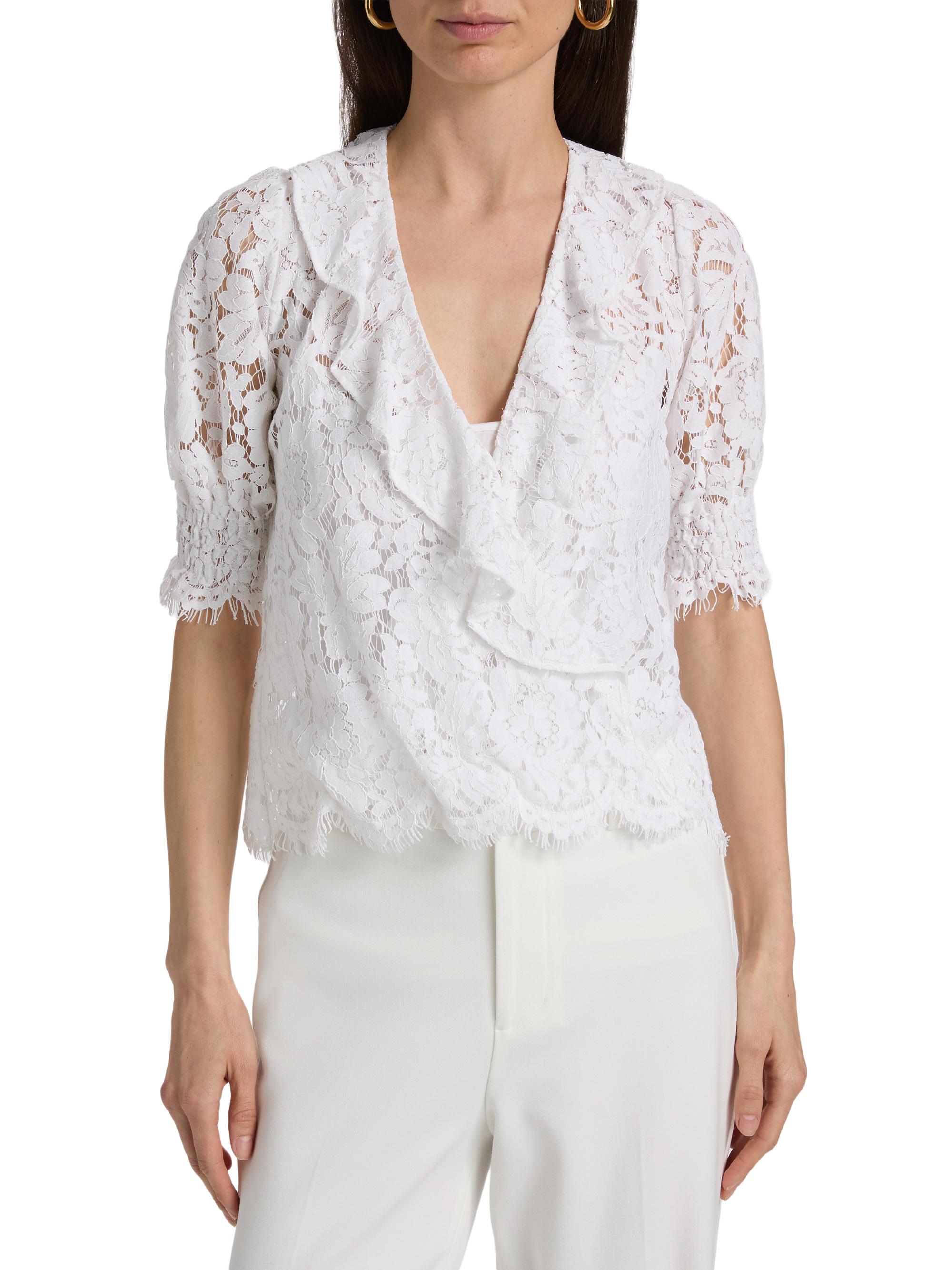 Generation Love Women's Lulu Lace Cascade Blouse - White | Thumbnail 3