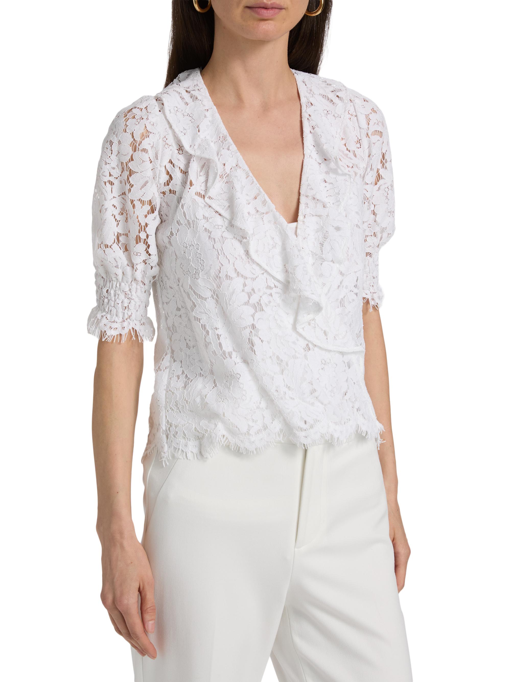 Generation Love Women's Lulu Lace Cascade Blouse - White | Thumbnail 4