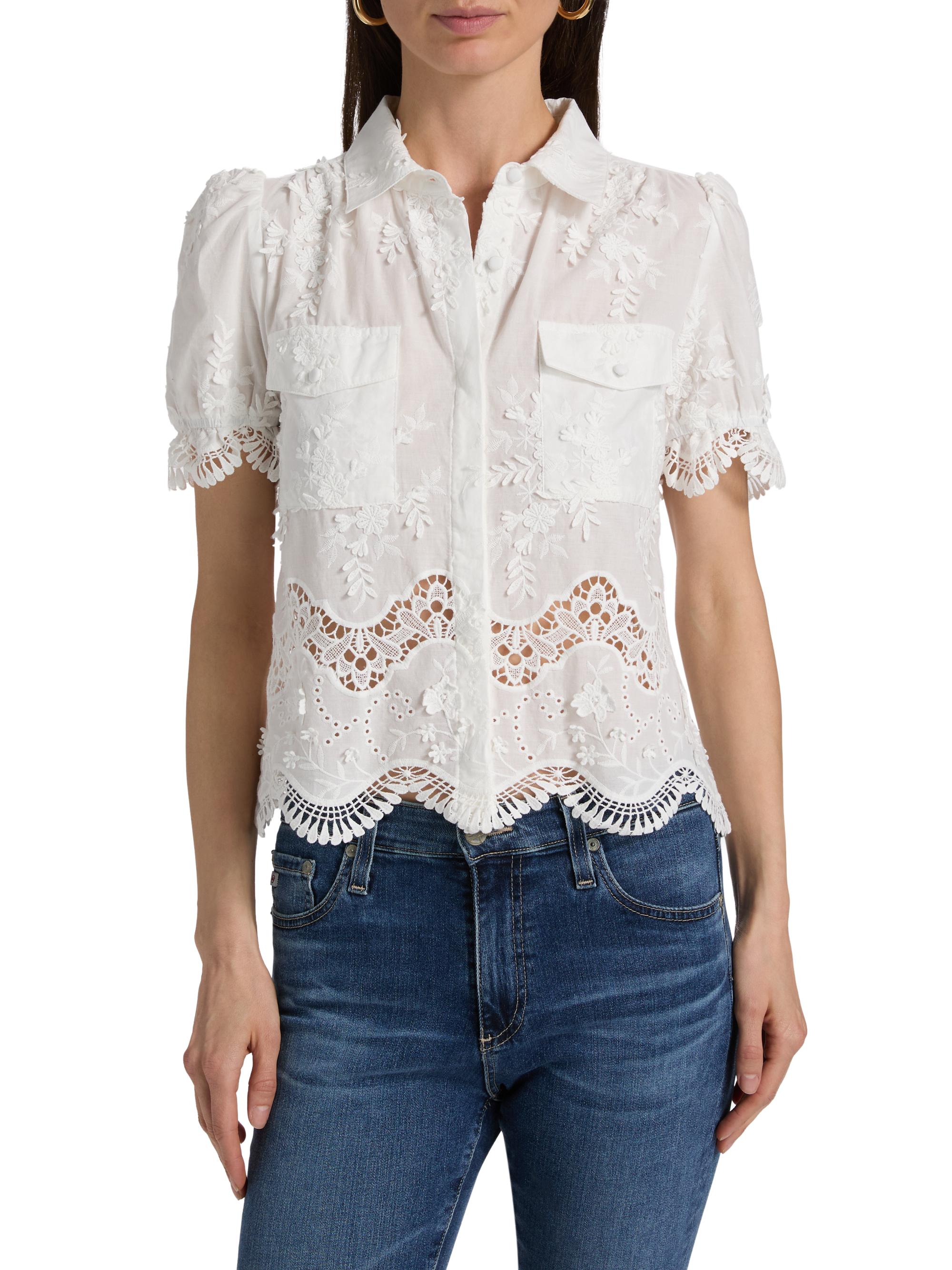 Generation Love Women's Mina 3D Voile Top - White | Thumbnail 3