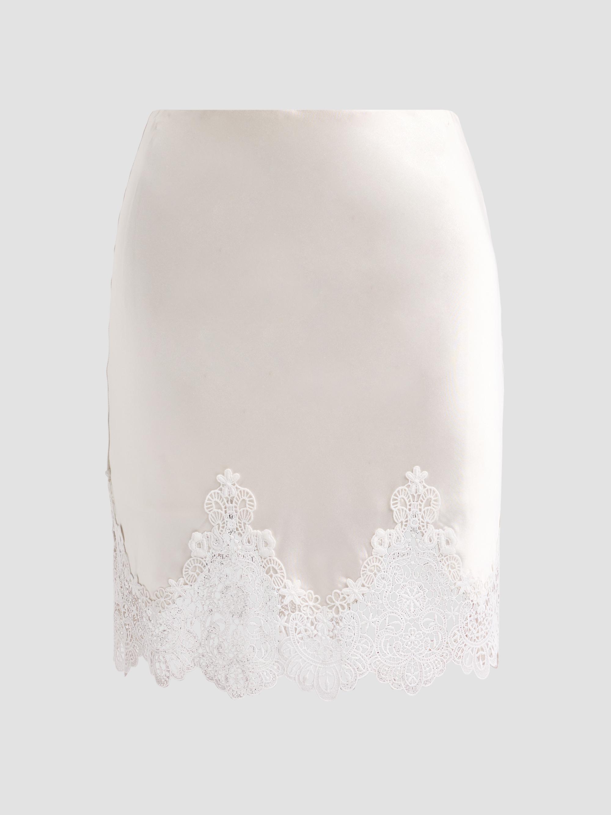 Generation Love Women's Wisteria Lace Combo Liquid Satin Skirt - Off White White | Thumbnail 6
