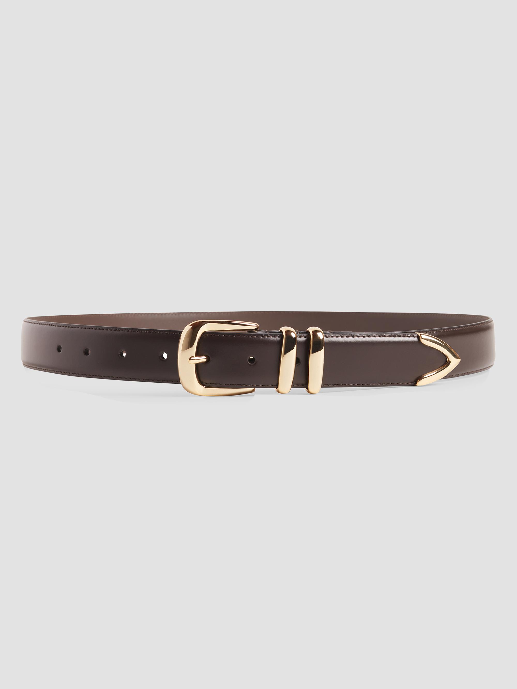 Favorite Daughter Women's The Jordan Leather Belt - Dark Brown Gold | Thumbnail 4