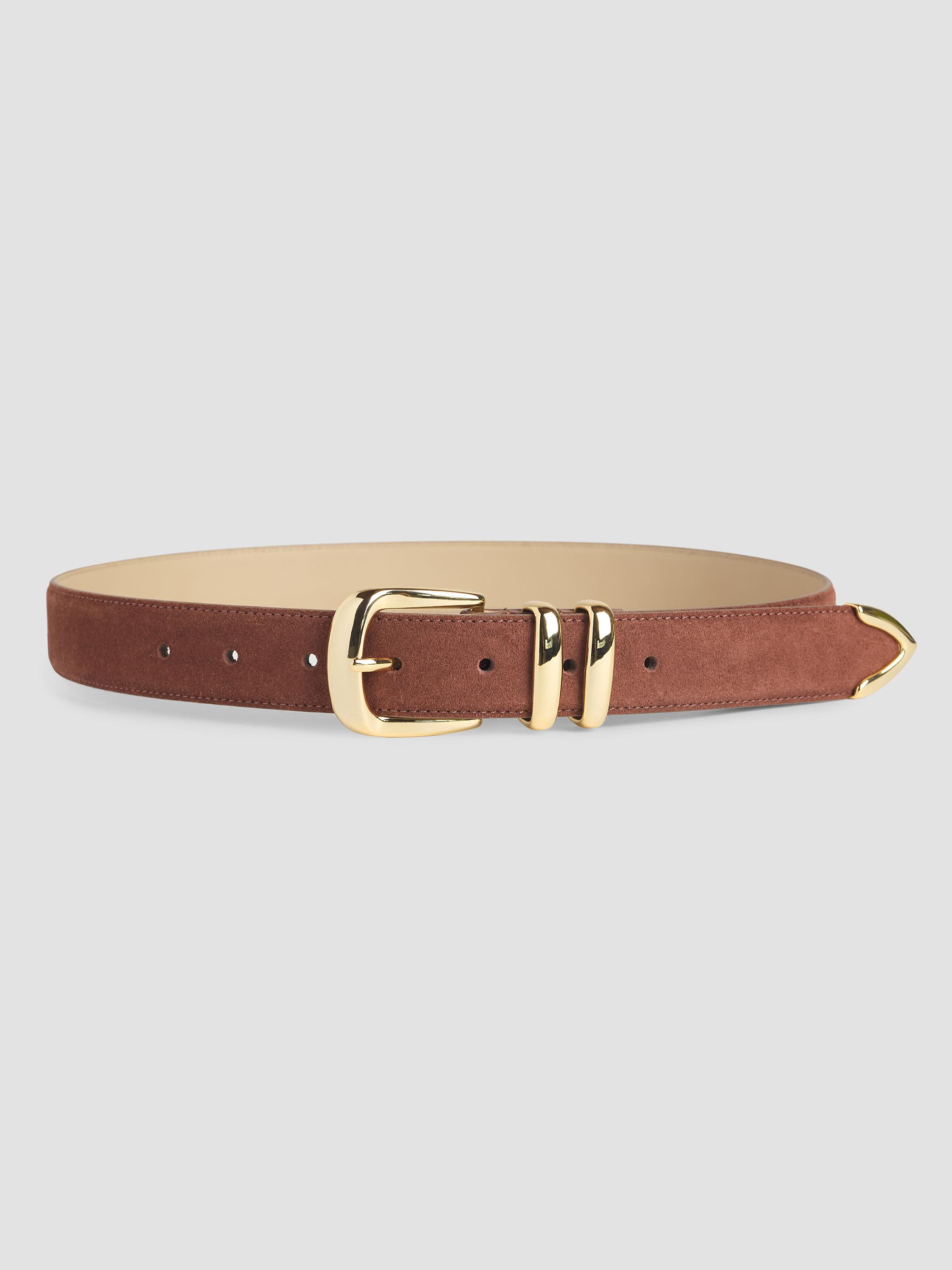 Favorite Daughter Women's The Suede Jordan Belt - Tan Polished Gold | Thumbnail 4