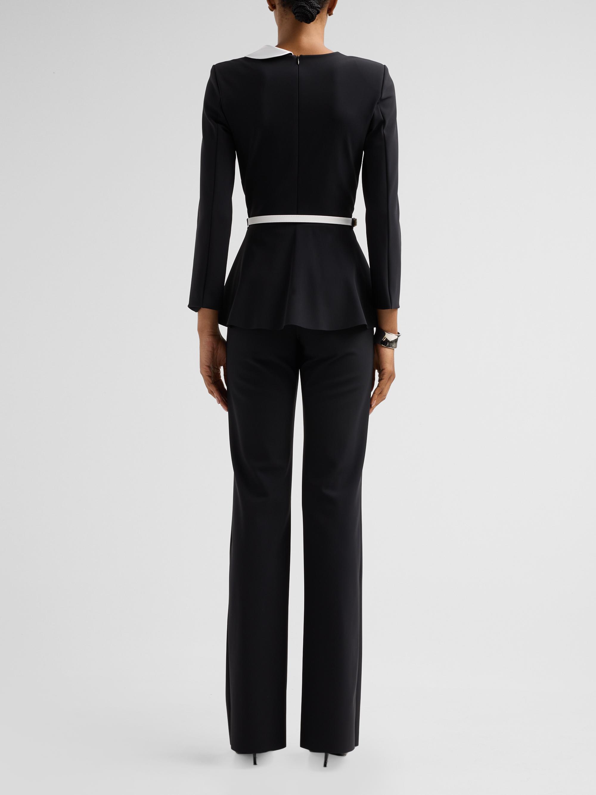 Chiara Boni La Petite Robe Women's Hollis Mix Media Peplum Jumpsuit - Black White | Thumbnail 3
