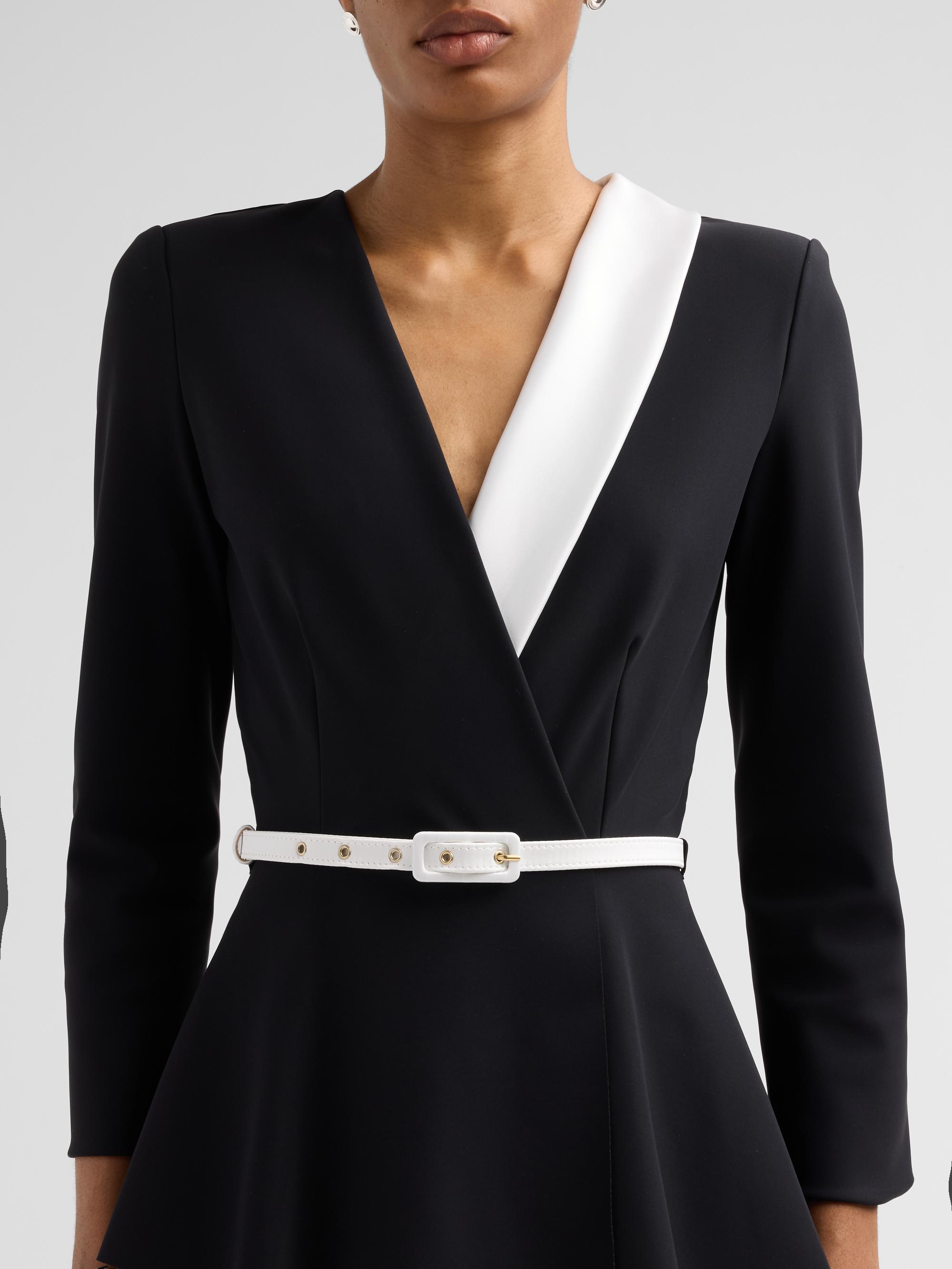 Chiara Boni La Petite Robe Women's Hollis Mix Media Peplum Jumpsuit - Black White | Thumbnail 5