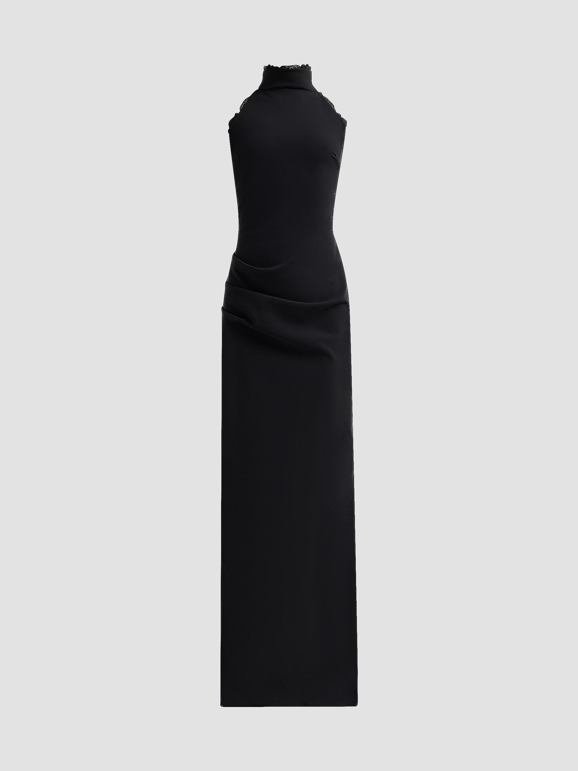 Chiara Boni La Petite Robe Women's Kyomi Lace-Trim Draped Gown - Black