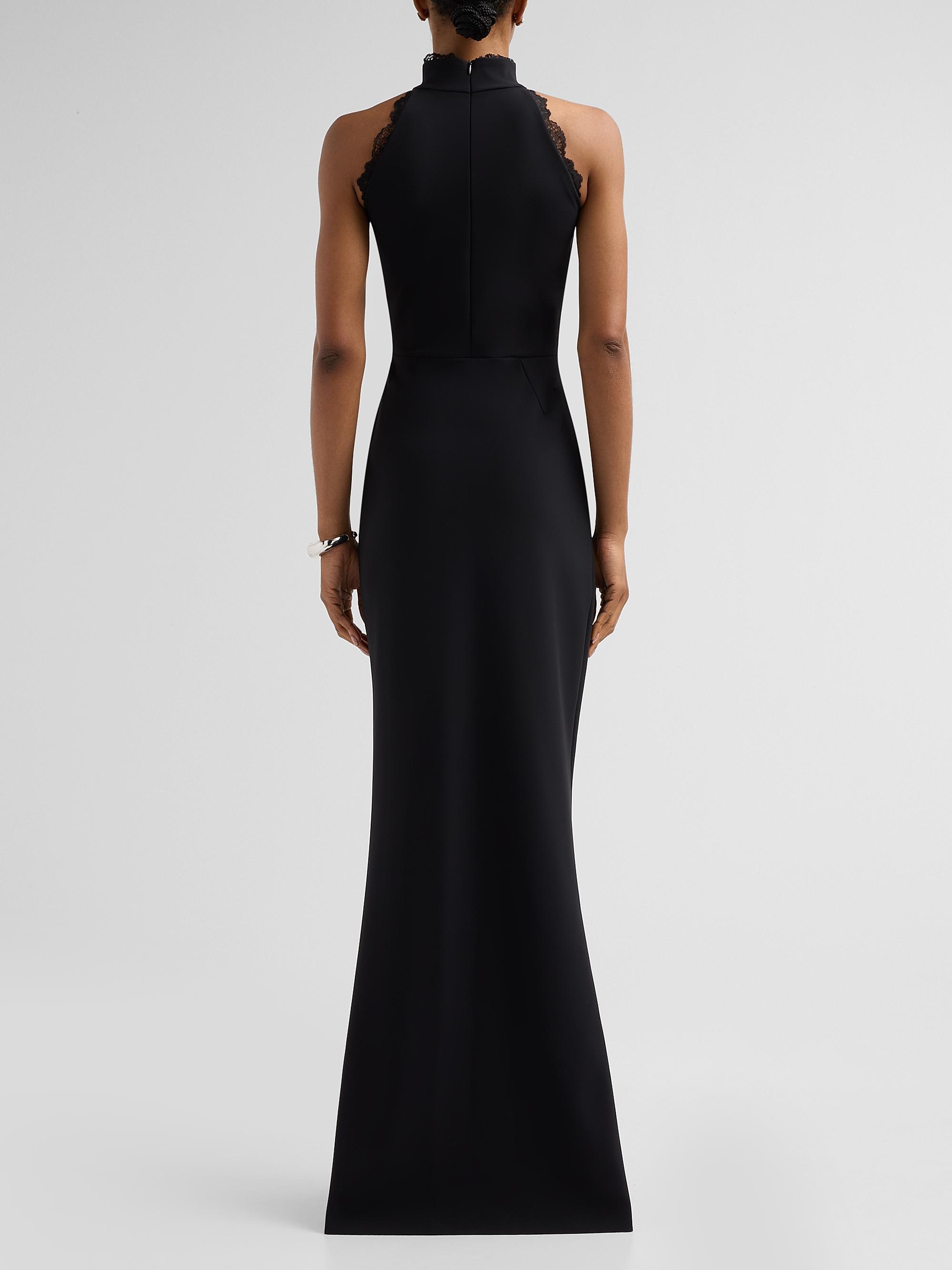 Chiara Boni La Petite Robe Women's Kyomi Lace-Trim Draped Gown - Black | Thumbnail 3