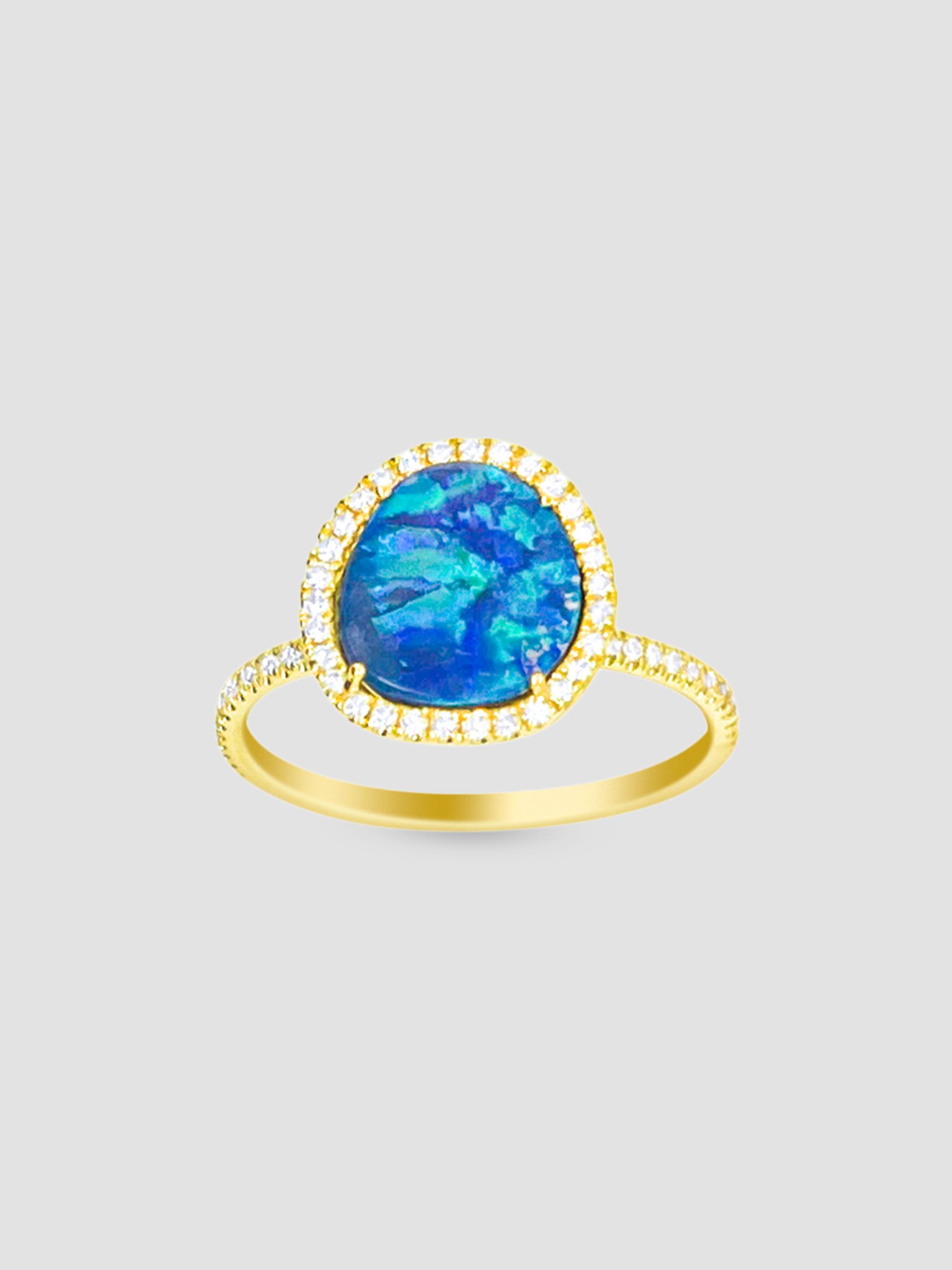 Meira T Women's 14K Yellow Gold, Opal & 0.20 TCW Diamond Ring - Yellow Gold - Size 6.5