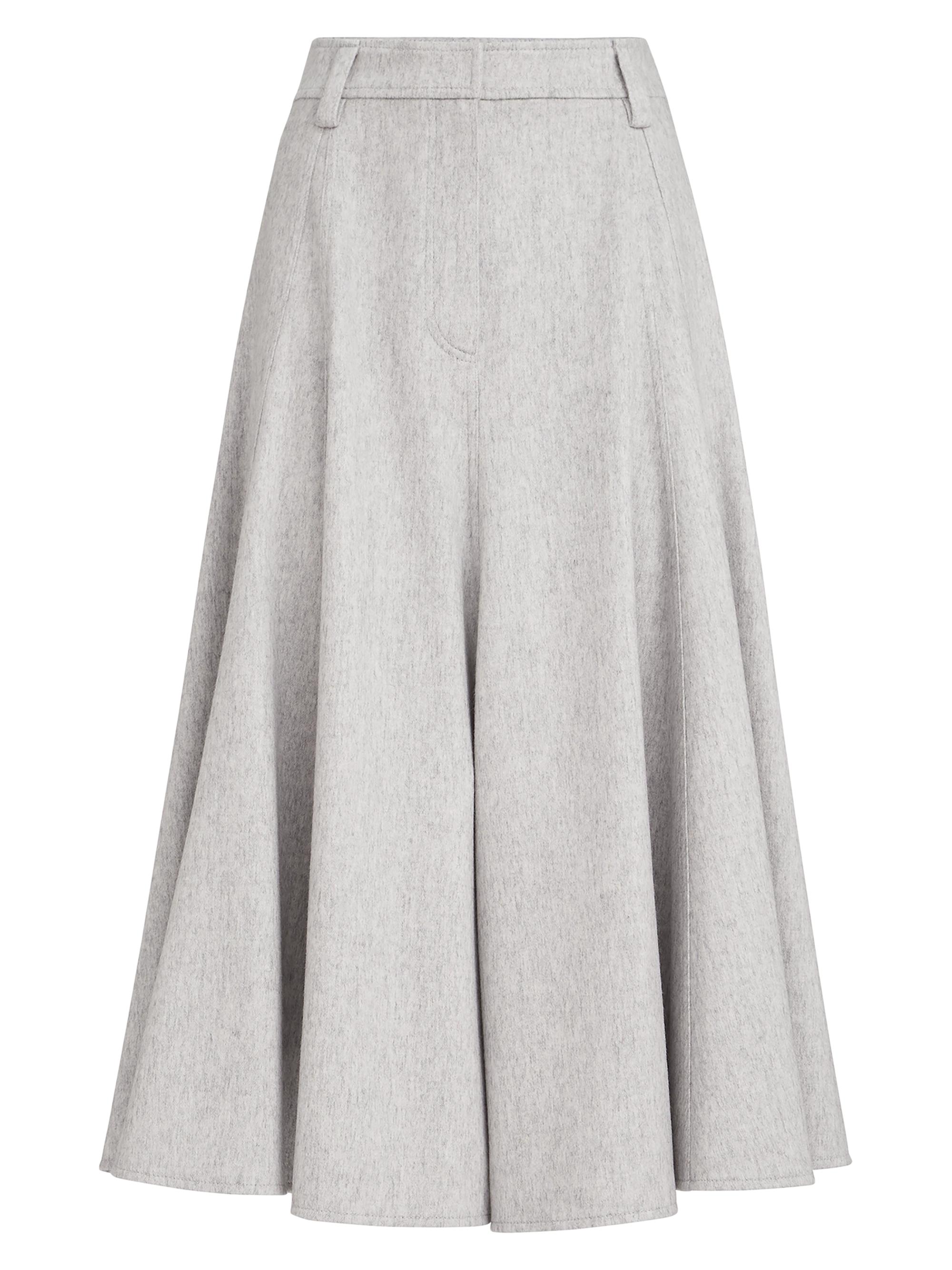 Brunello Cucinelli Women's Wool Flannel Flared Skirt with Monili - Grey | Thumbnail 7