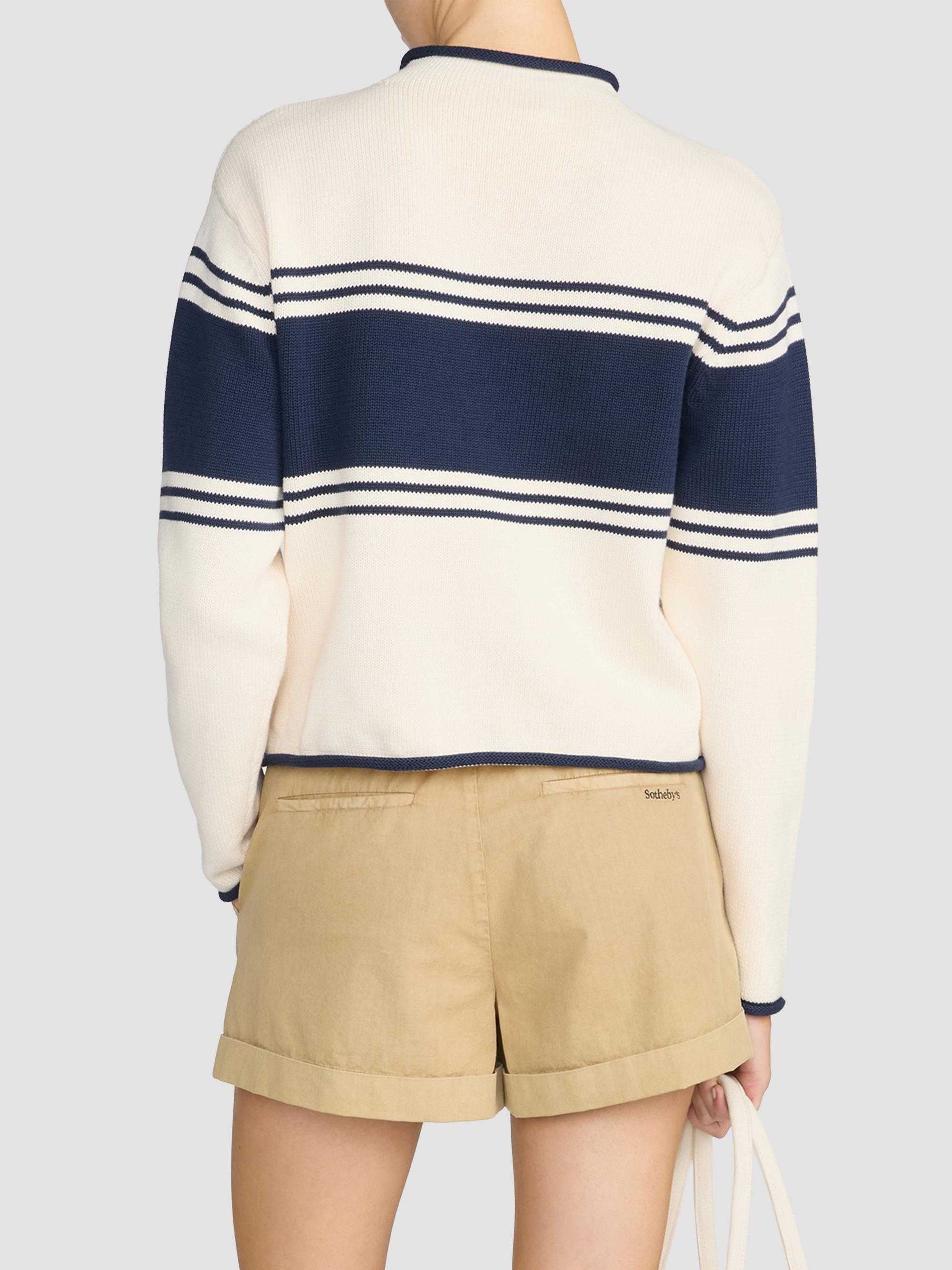 FRAME Women's  X Sotheby's Rolled Cotton Sweater - Cream Multi | Thumbnail 3