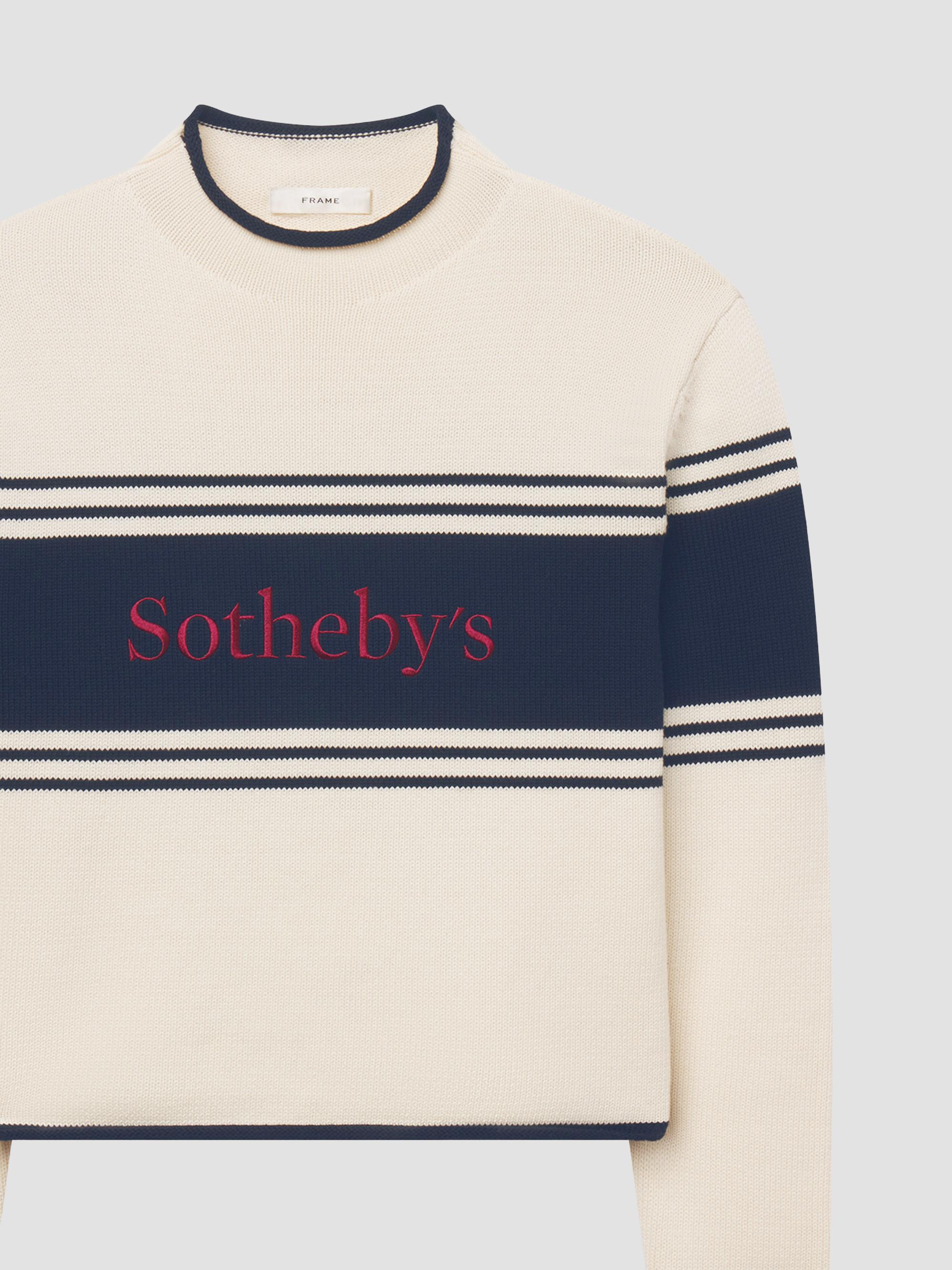 FRAME Women's  X Sotheby's Rolled Cotton Sweater - Cream Multi | Thumbnail 6