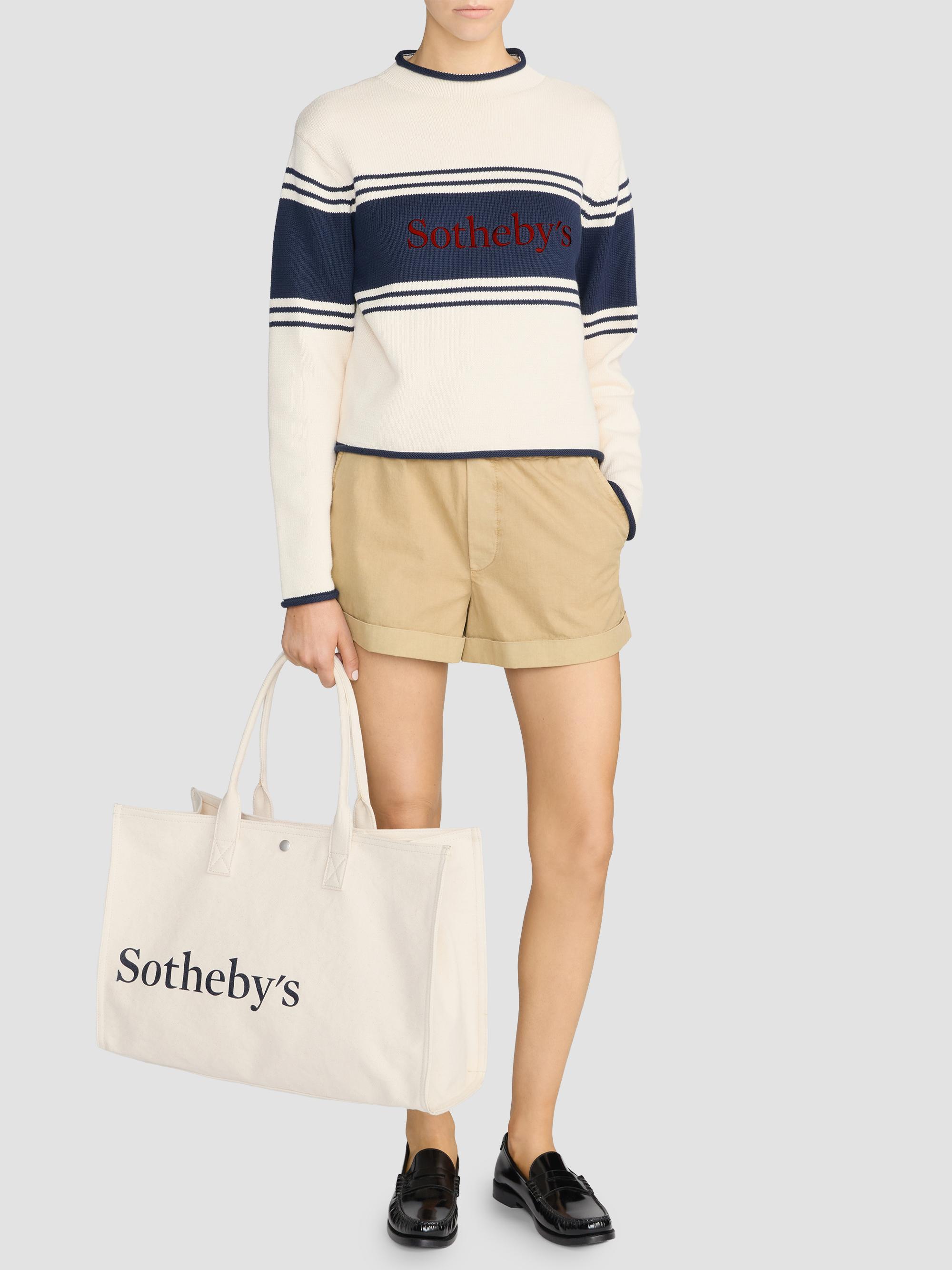 FRAME Women's  X Sotheby's Rolled Cotton Sweater - Cream Multi | Thumbnail 2