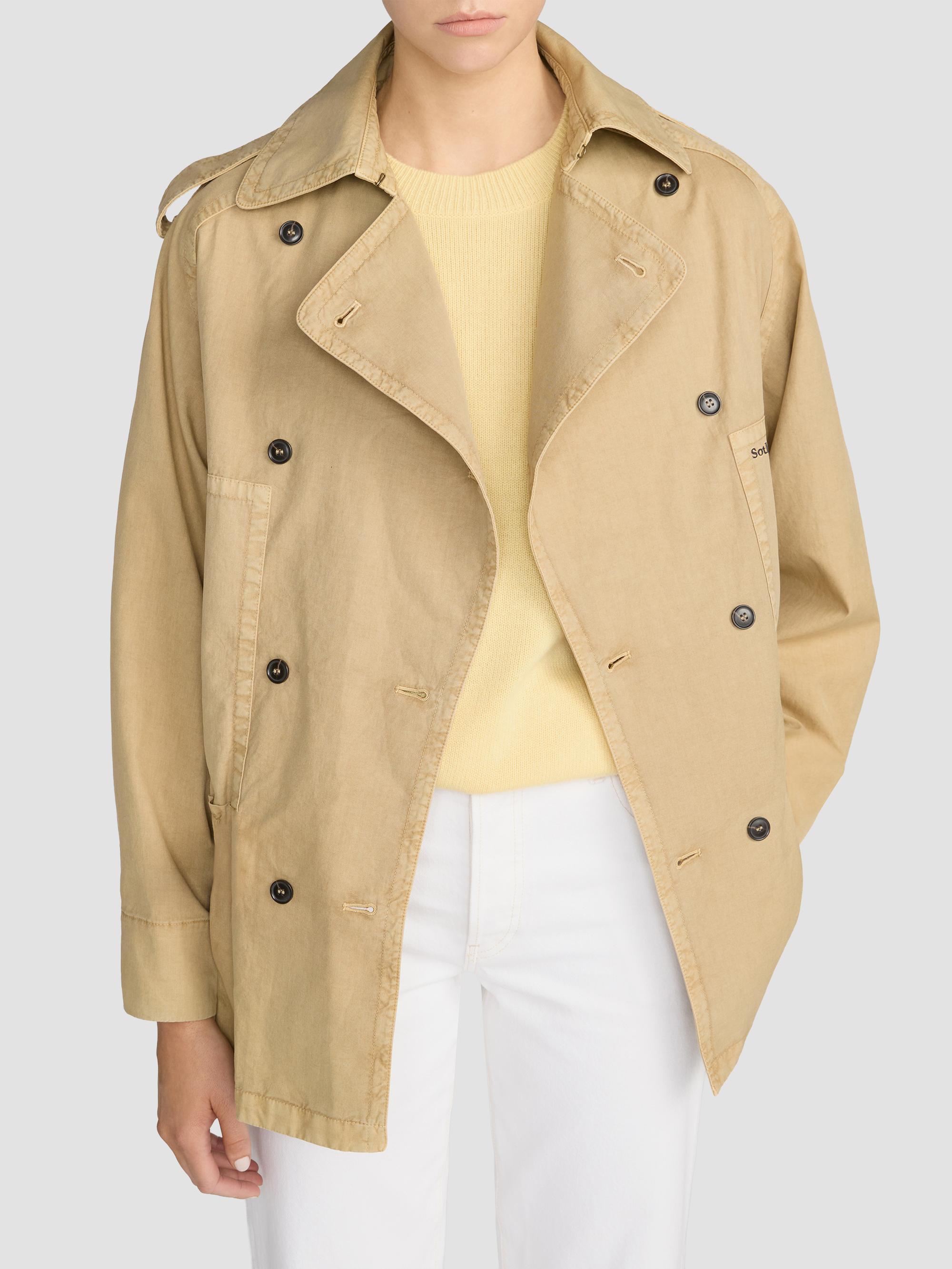 FRAME Women's  X Sotheby's Cotton Short Trench Coat - Khaki | Thumbnail 4