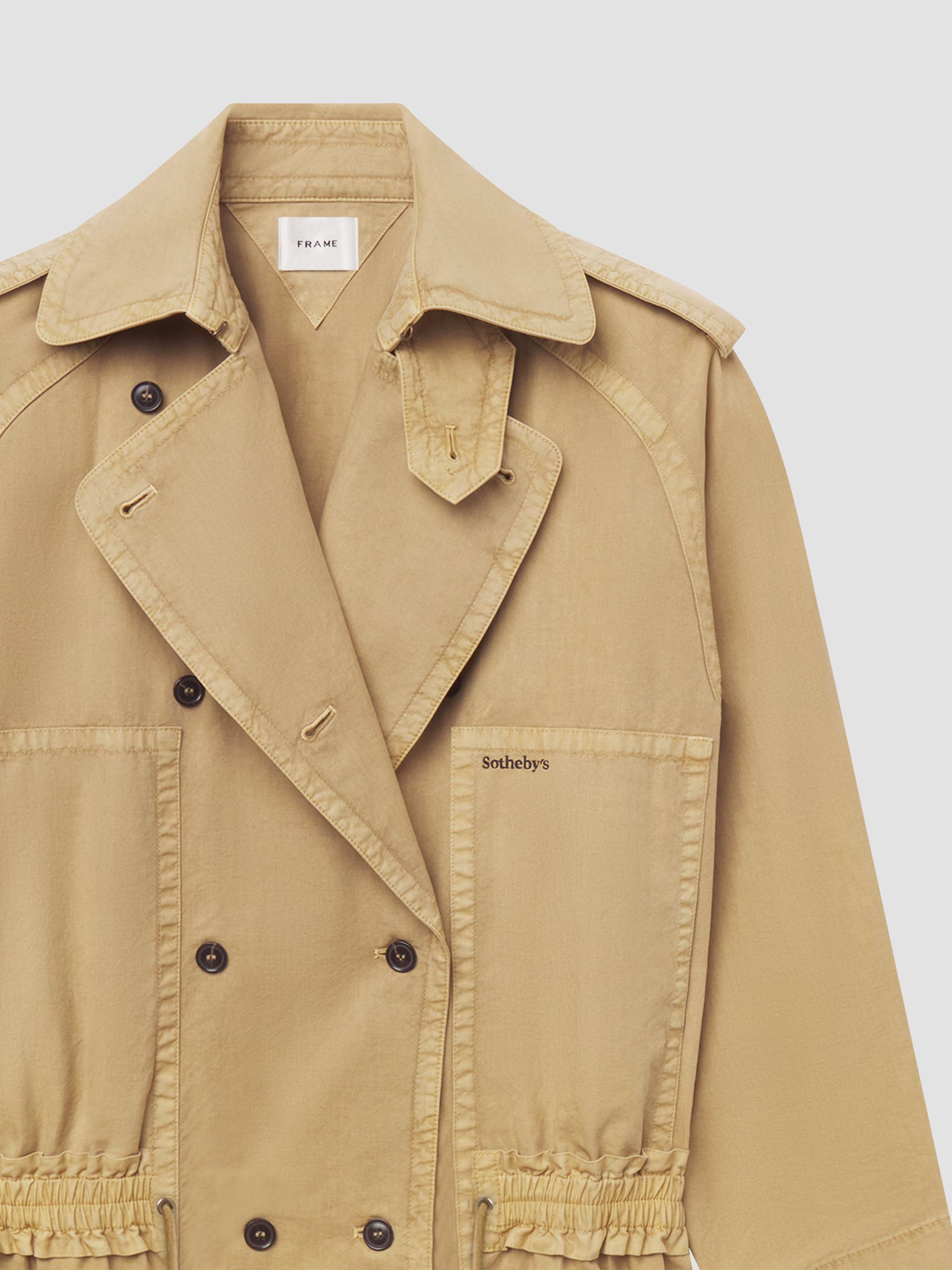 FRAME Women's  X Sotheby's Cotton Short Trench Coat - Khaki | Thumbnail 6