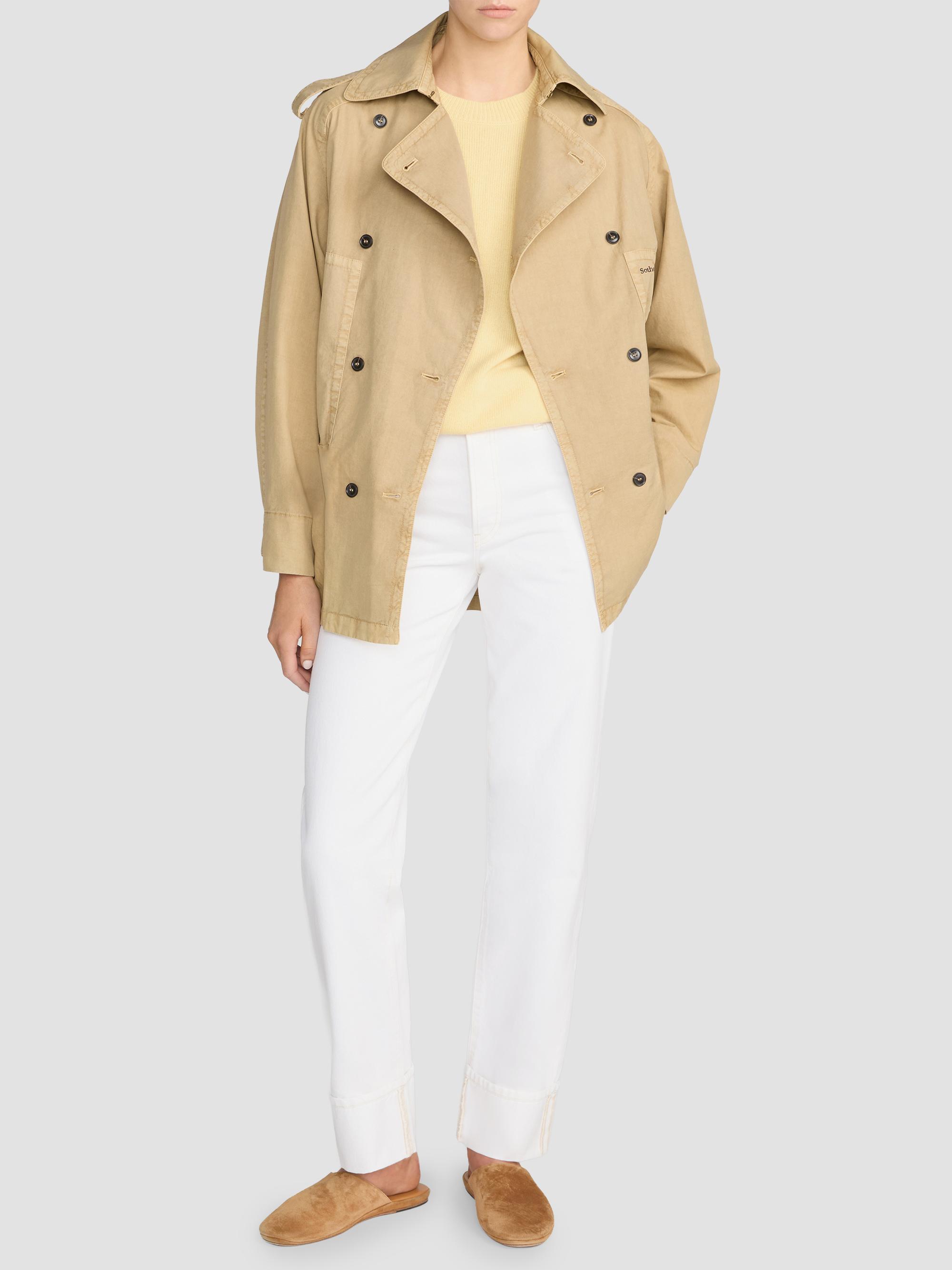FRAME Women's  X Sotheby's Cotton Short Trench Coat - Khaki | Thumbnail 2