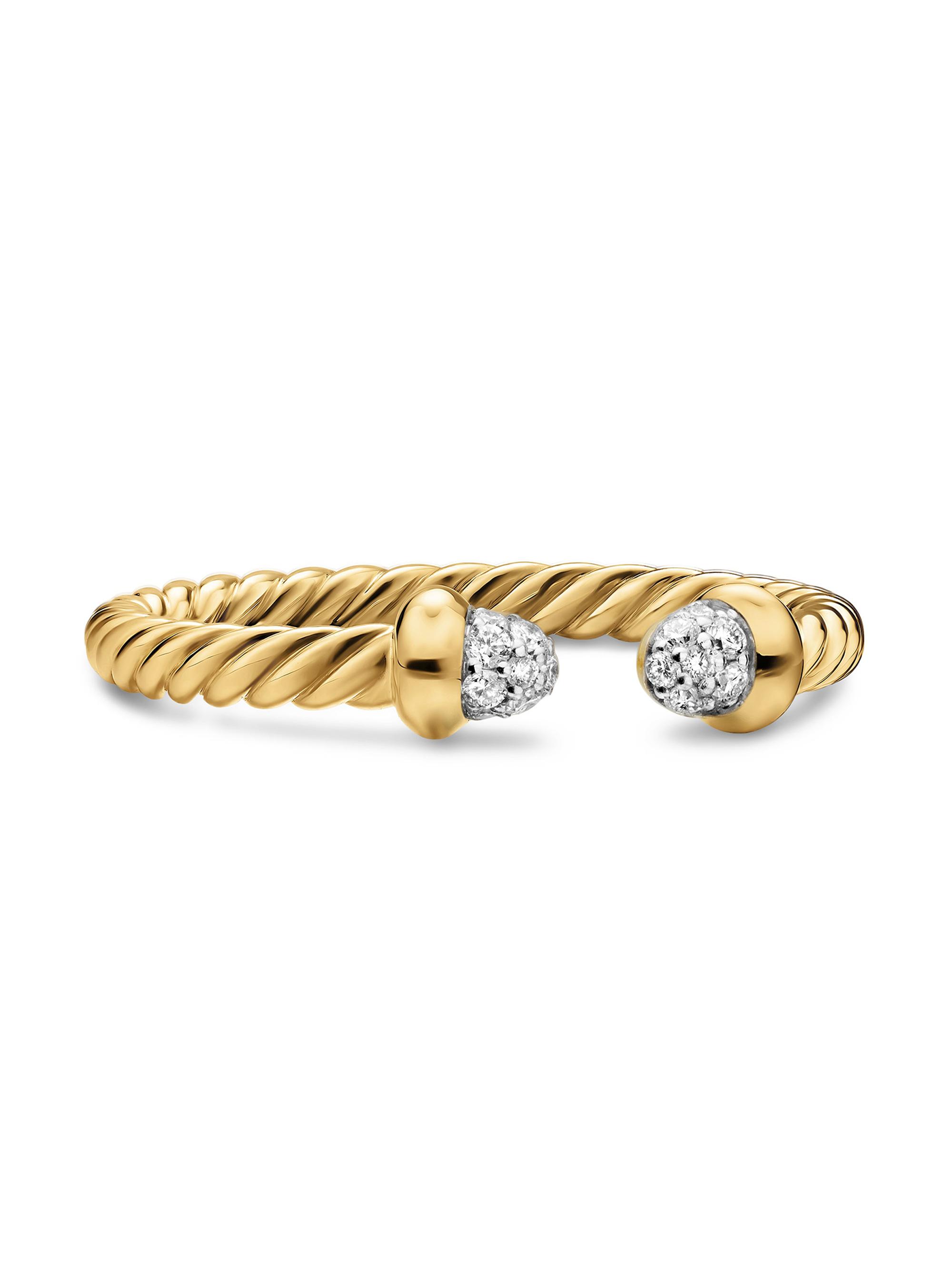 David Yurman Women's Micro Cablespira Flex Open Ring in 18K Yellow Gold - Diamond