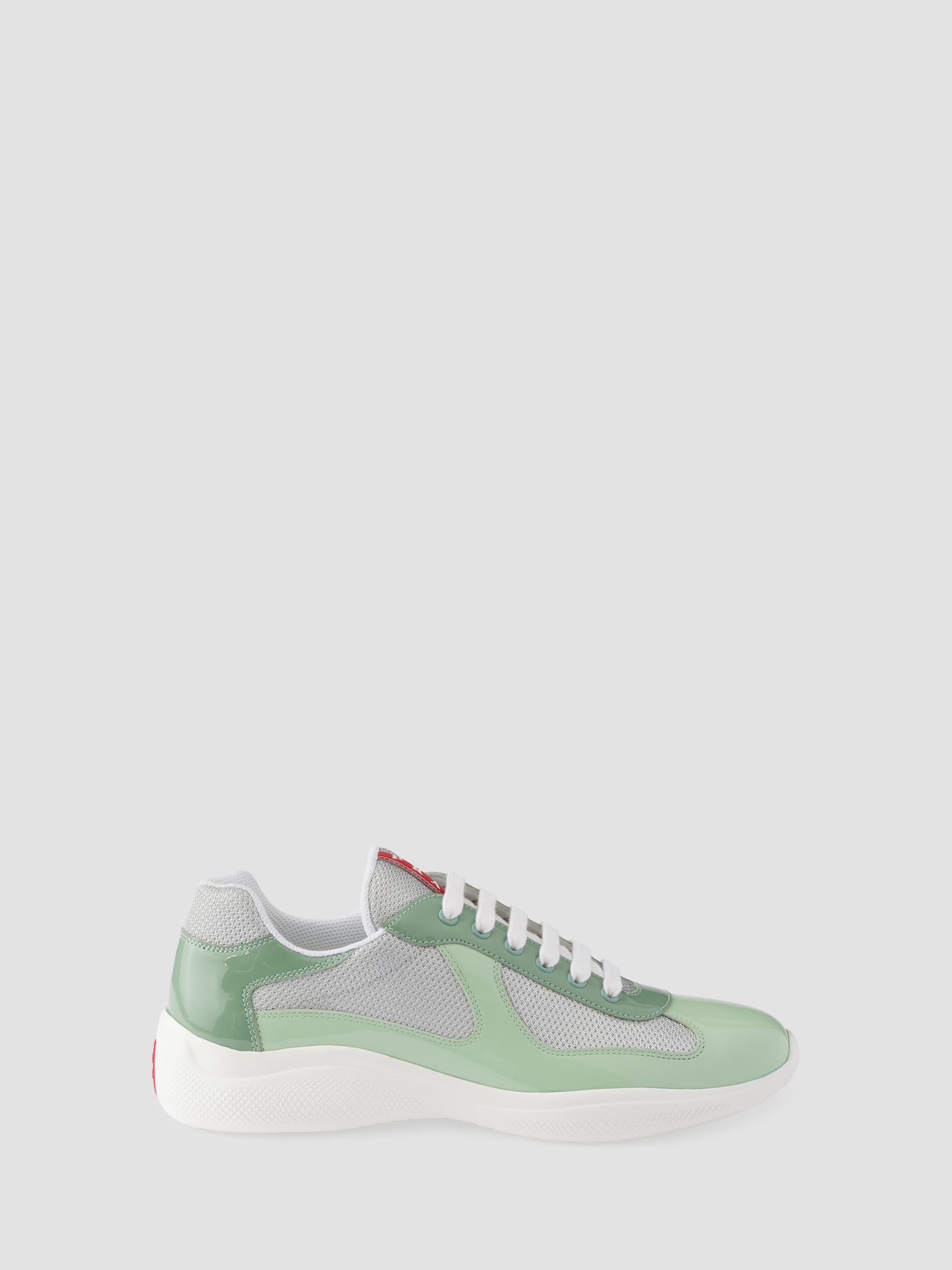Prada Men's Patent Leather and Technical Fabric America's Cup Sneakers - Green