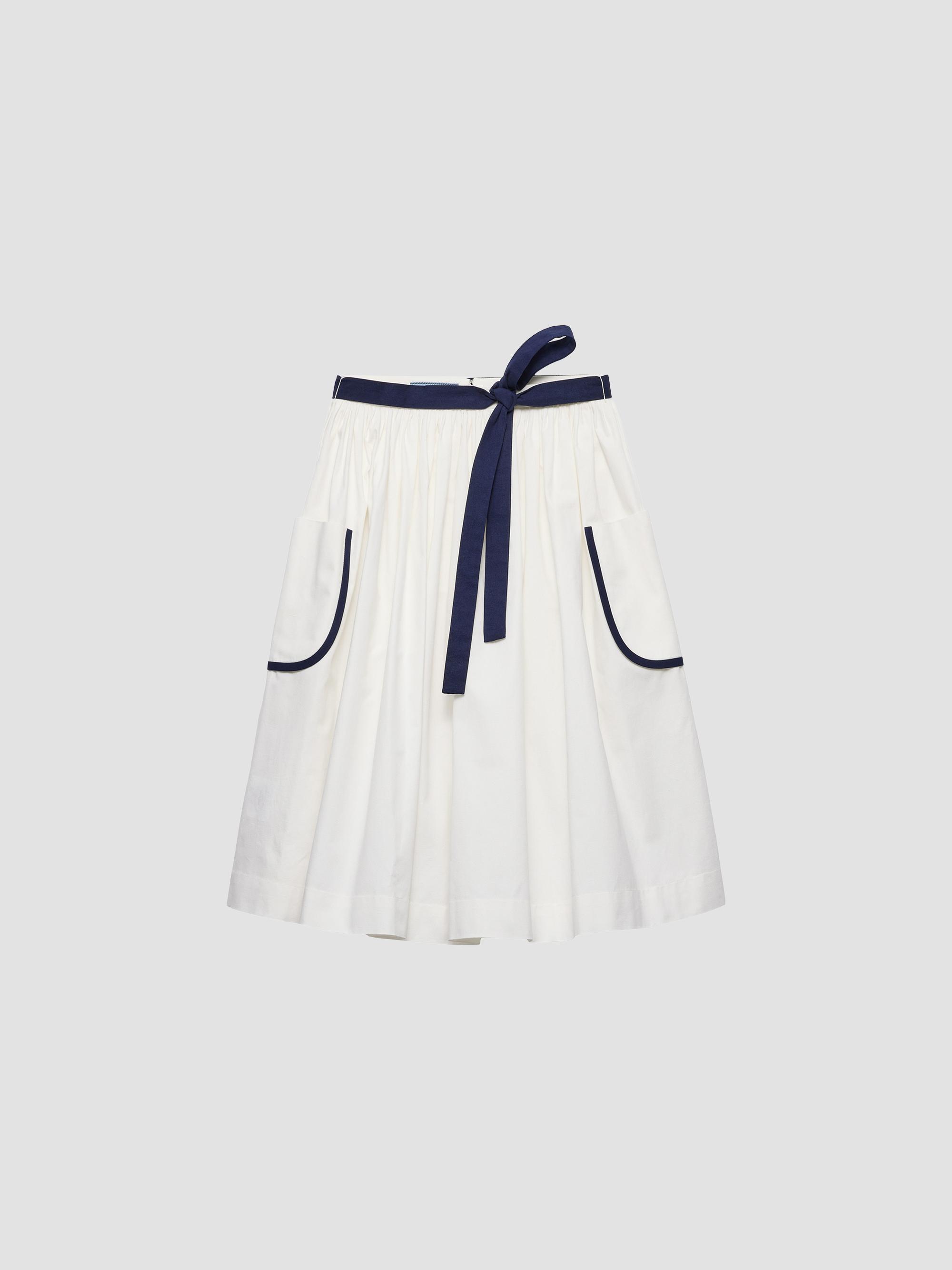 Prada Women's Slubbed Toile Skirt - White | Thumbnail 6