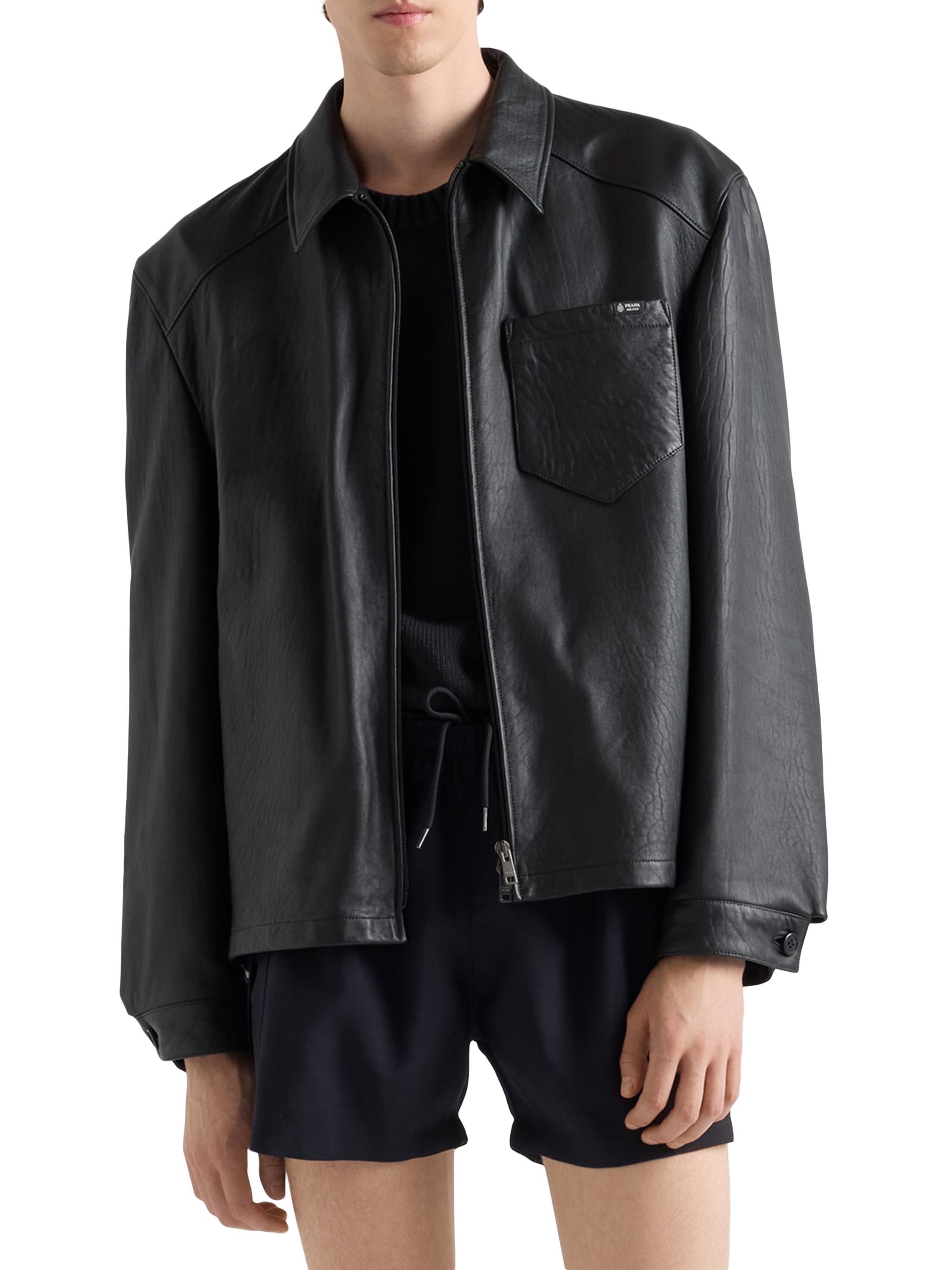 Prada Men's Nappa Leather Jacket - Black | Thumbnail 2
