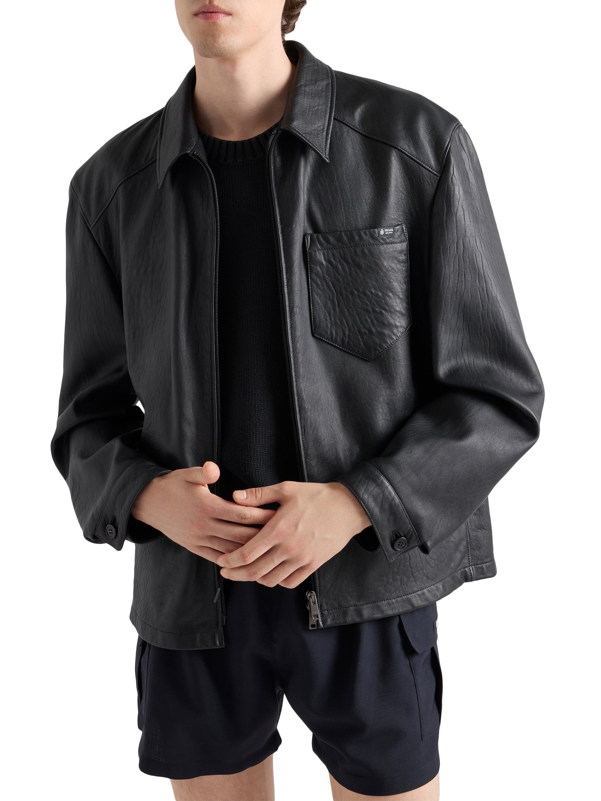 Prada Men's Nappa Leather Jacket - Black | Thumbnail 3