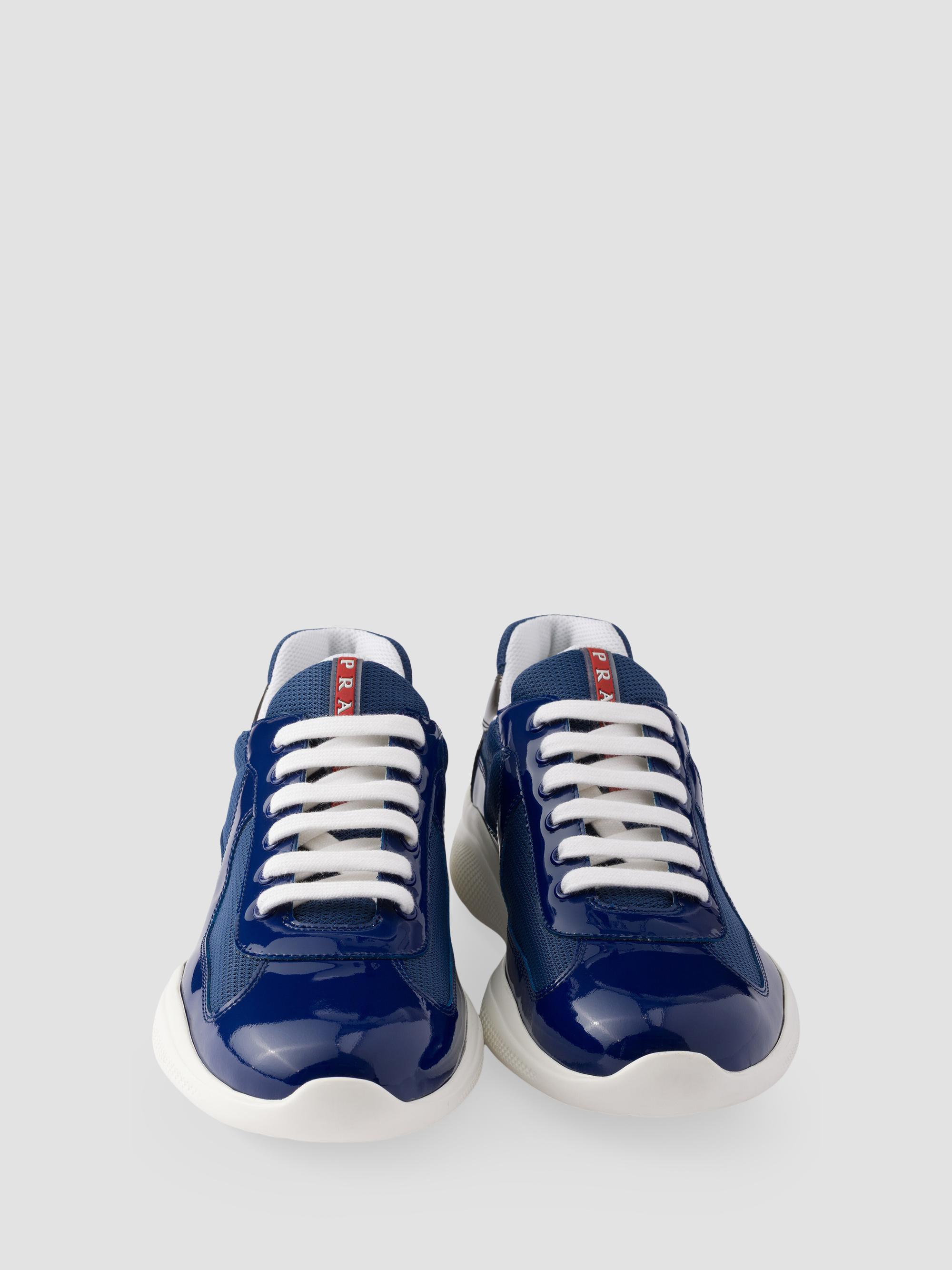 PRADA ネイビー パテントフラットシューズ Prada Patent Leather and Technical Fabric America's Cup Sneakers