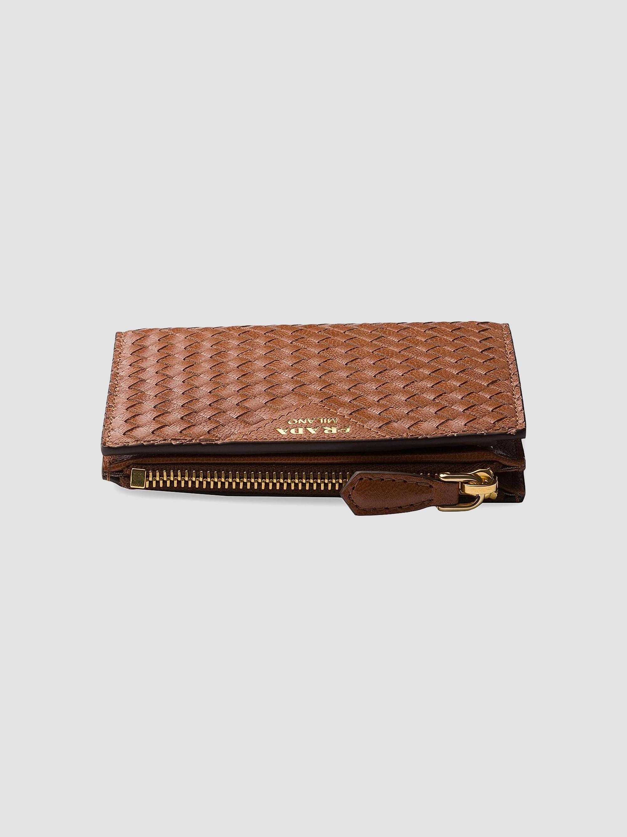 Prada Small Woven Madras Leather Wallet | Saks Fifth Avenue