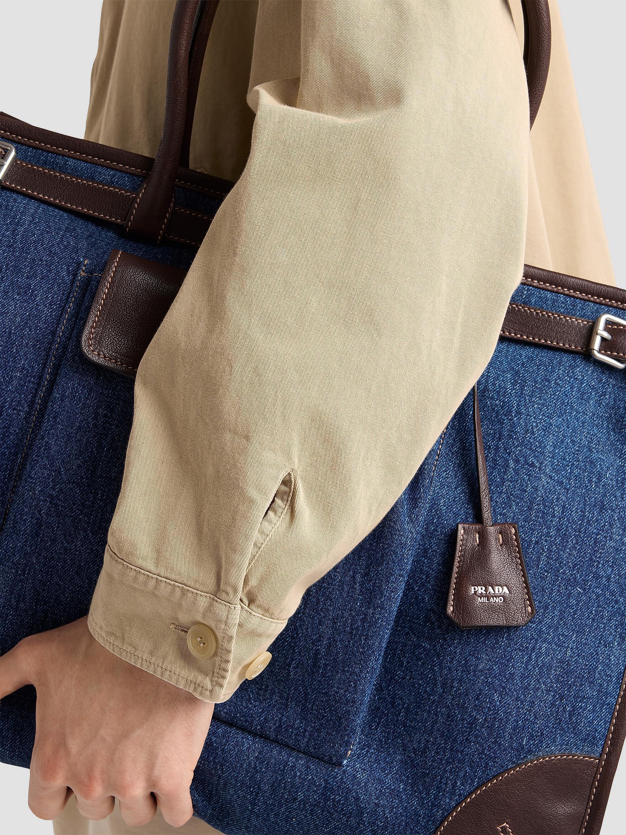 Prada Men's Bonnie Denim and Leather Tote Bag - Blue | Thumbnail 3