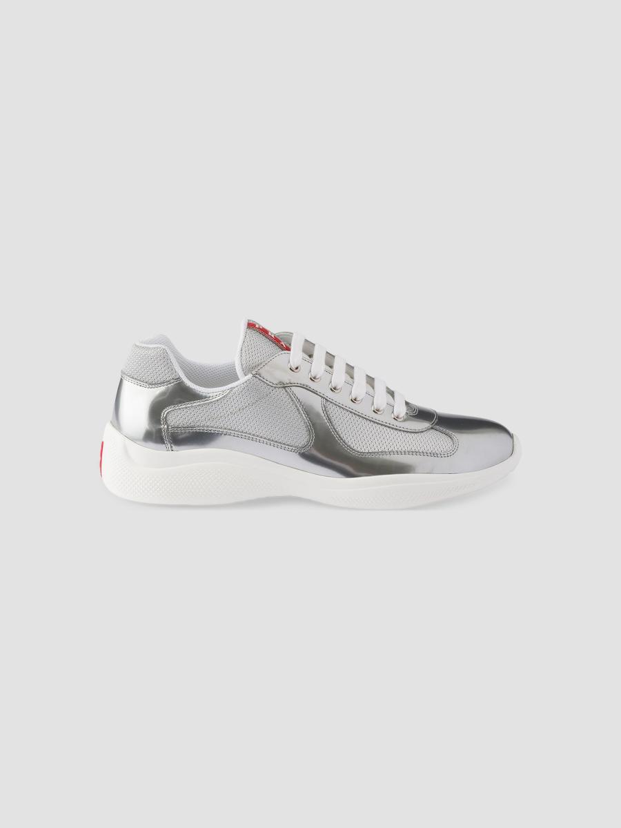 Prada America's Cup Metallic Leather and Bike Fabric Sneakers
