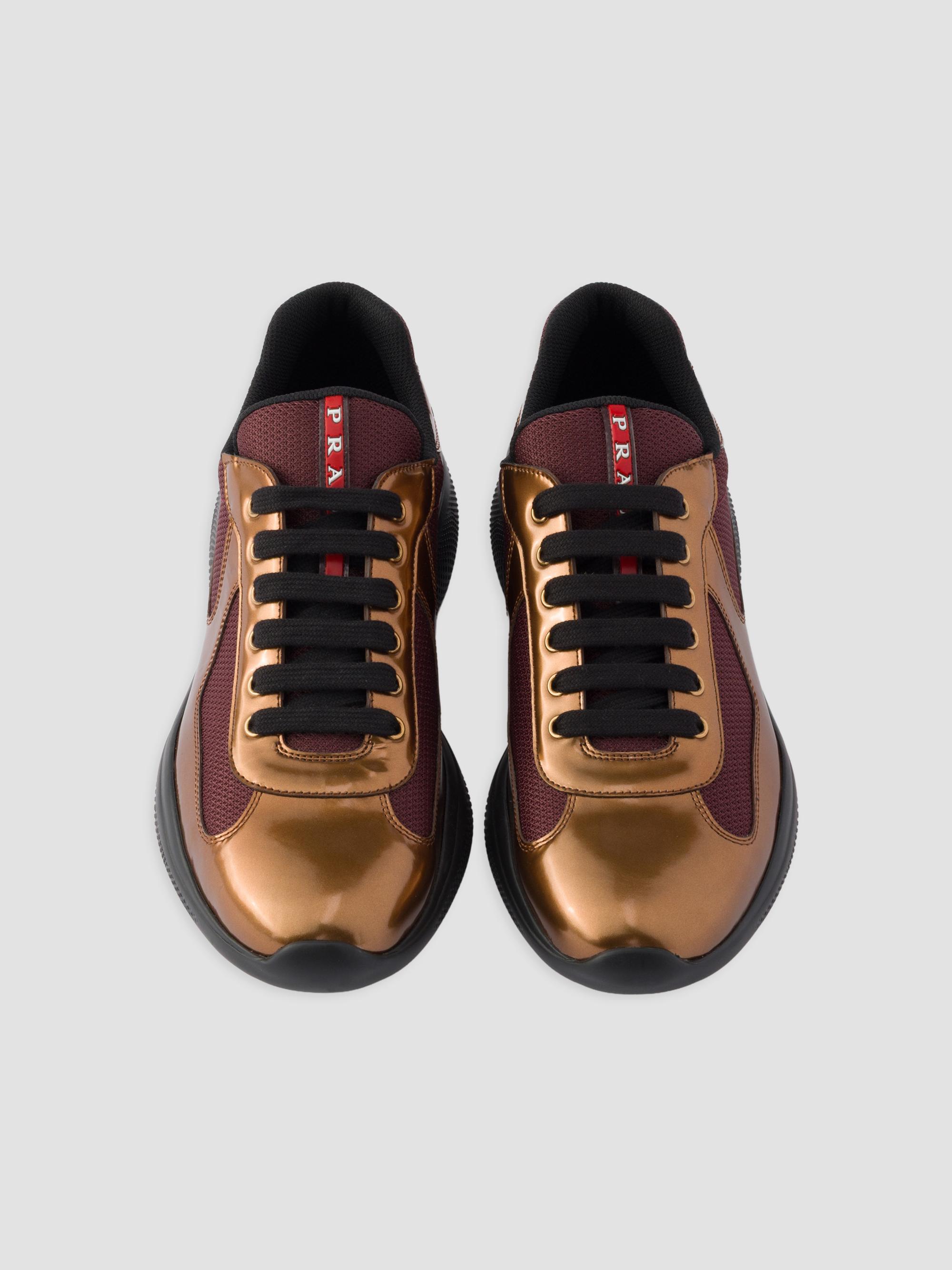 Prada America's Cup Metallic Leather and Bike Fabric Sneakers